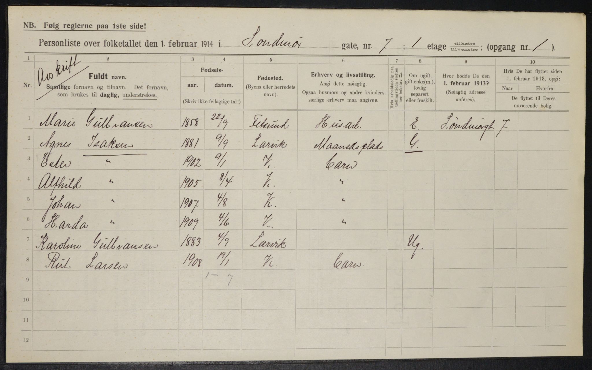 OBA, Municipal Census 1914 for Kristiania, 1914, p. 105445