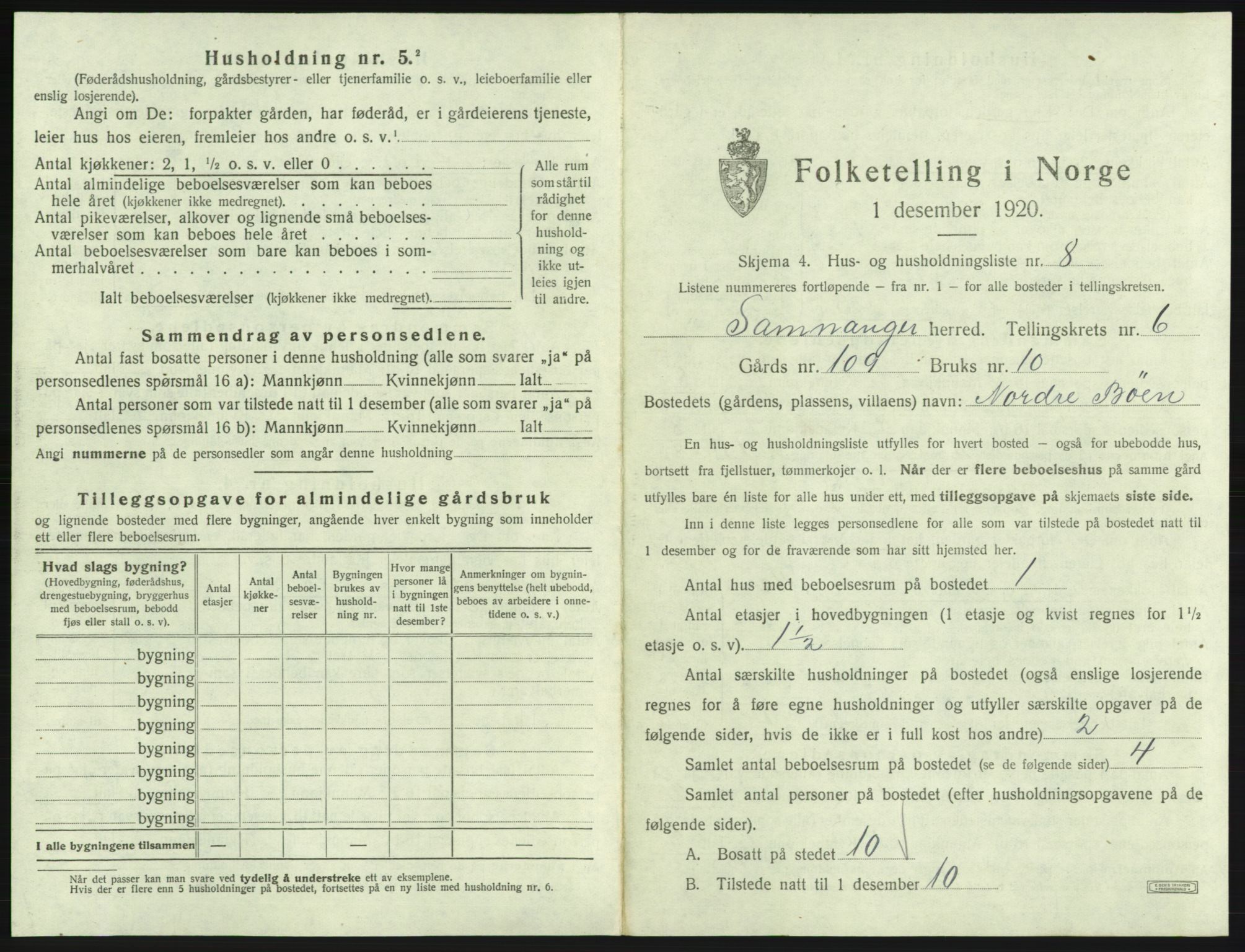 SAB, 1920 census for Samnanger, 1920, p. 329