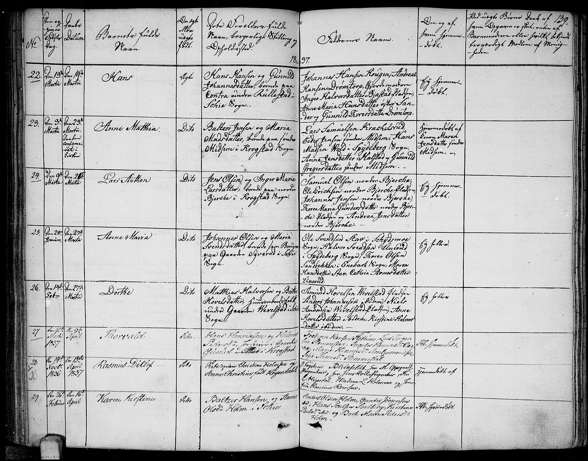 Kråkstad prestekontor Kirkebøker, AV/SAO-A-10125a/F/Fa/L0004: Parish register (official) no. I 4, 1825-1837, p. 139