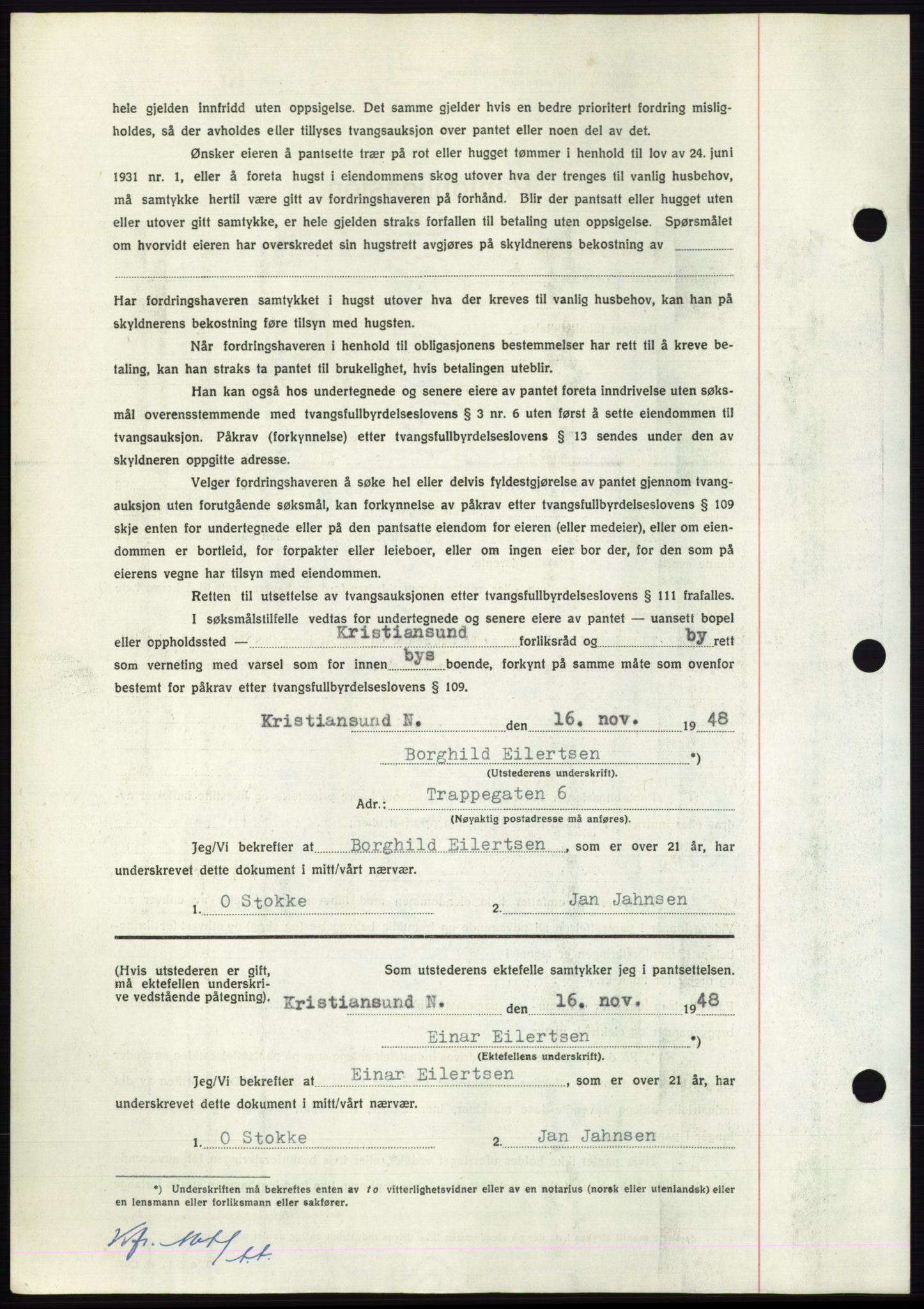 Nordmøre sorenskriveri, AV/SAT-A-4132/1/2/2Ca: Mortgage book no. B100, 1948-1949, Diary no: : 3233/1948