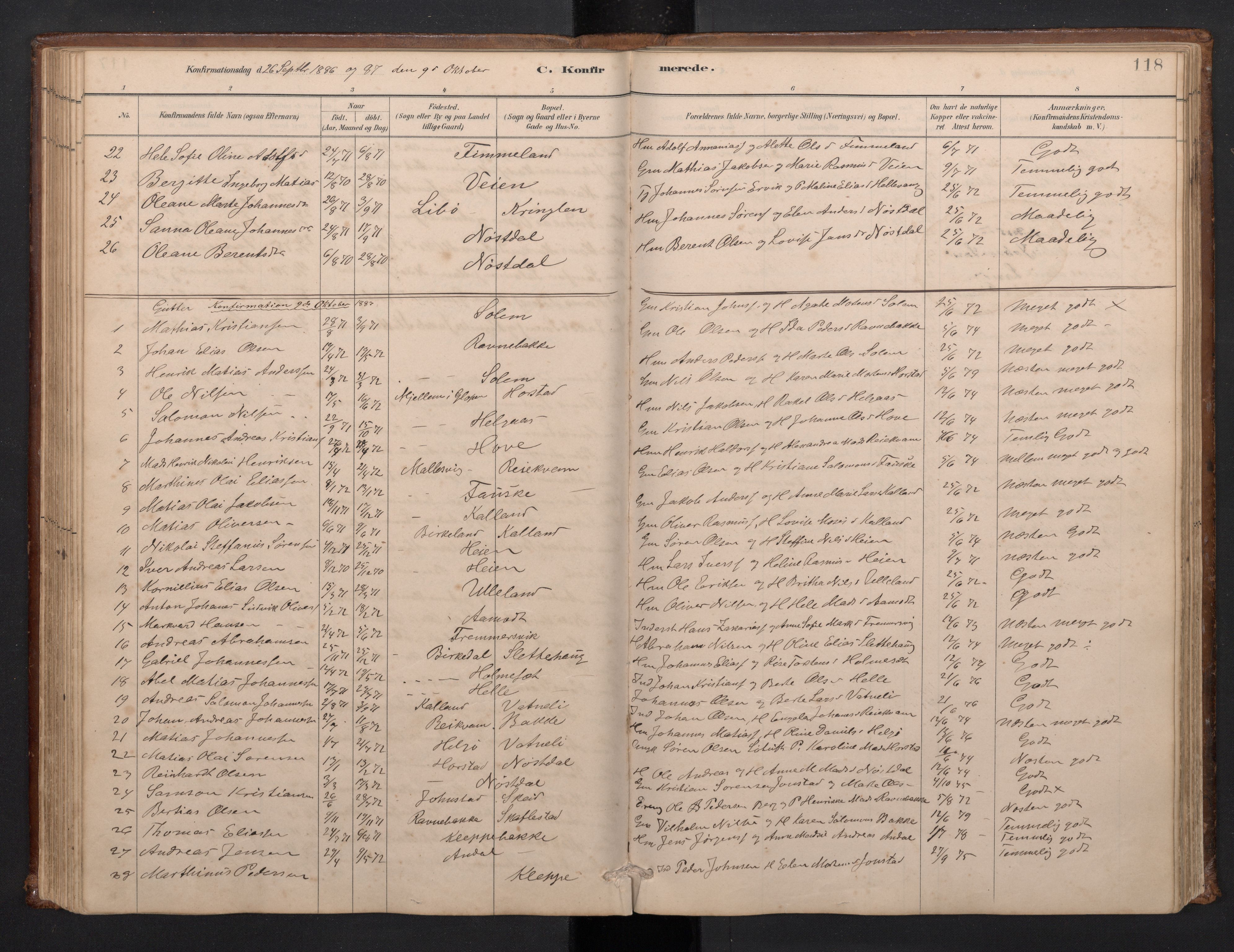 Førde sokneprestembete, SAB/A-79901/H/Hab/Habd/L0003: Parish register (copy) no. D 3, 1881-1897, p. 117b-118a