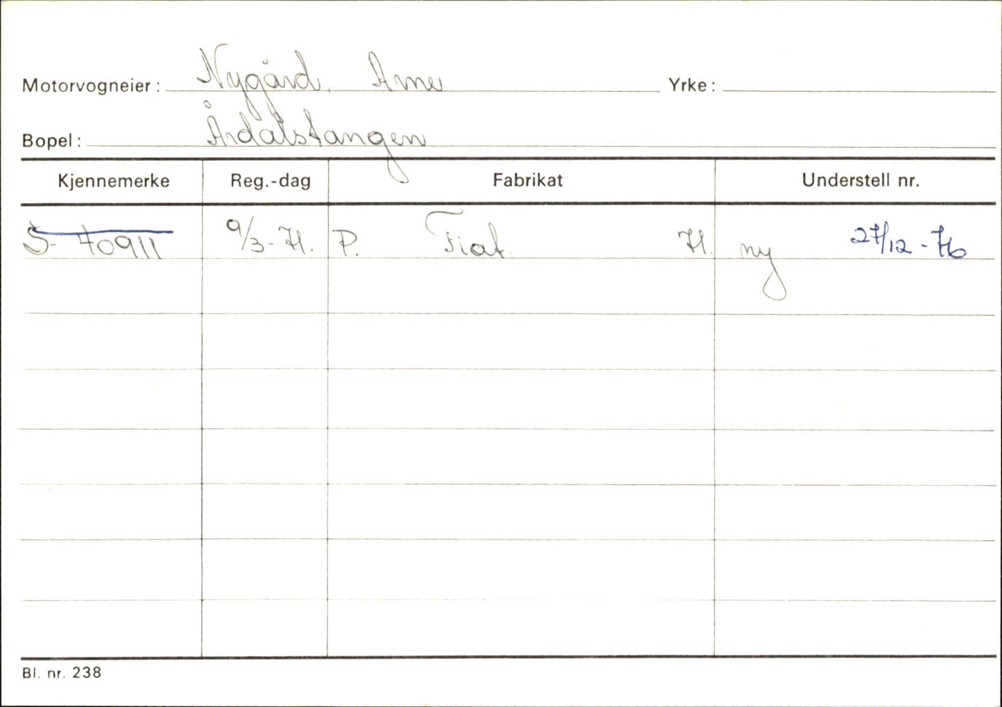 Statens vegvesen, Sogn og Fjordane vegkontor, SAB/A-5301/4/F/L0145: Registerkort Vågsøy S-Å. Årdal I-P, 1945-1975, p. 2179