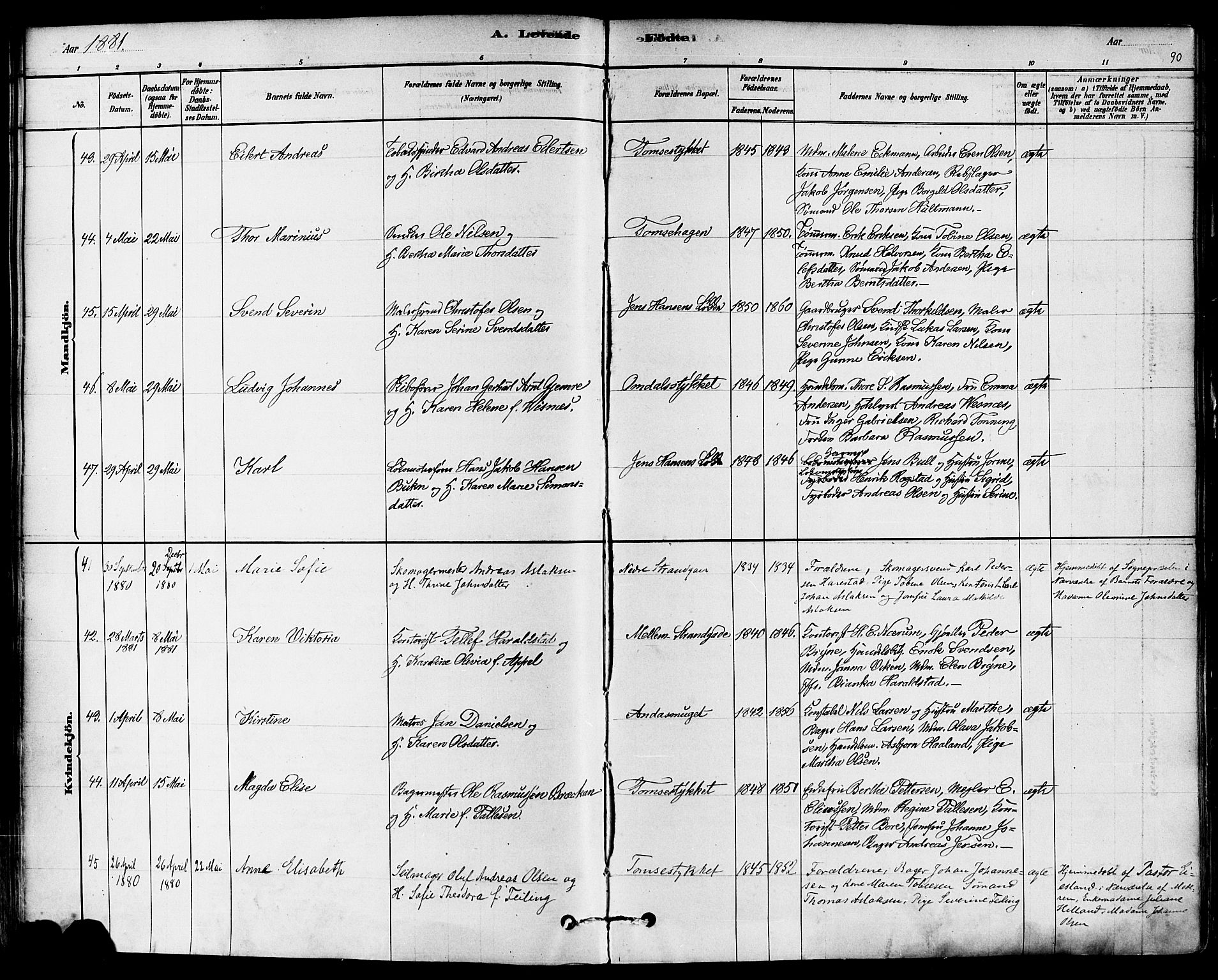 Domkirken sokneprestkontor, AV/SAST-A-101812/001/30/30BA/L0026: Parish register (official) no. A 25, 1878-1889, p. 90