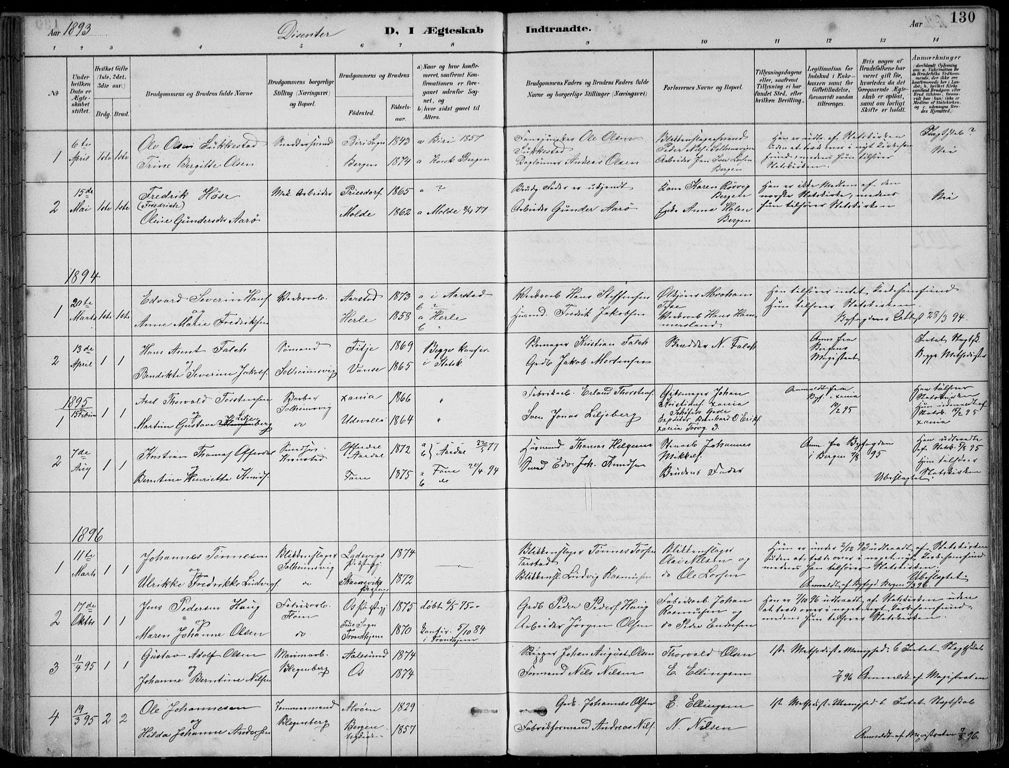 Årstad Sokneprestembete, SAB/A-79301/H/Hab/L0011: Parish register (copy) no. B 1, 1886-1901, p. 130