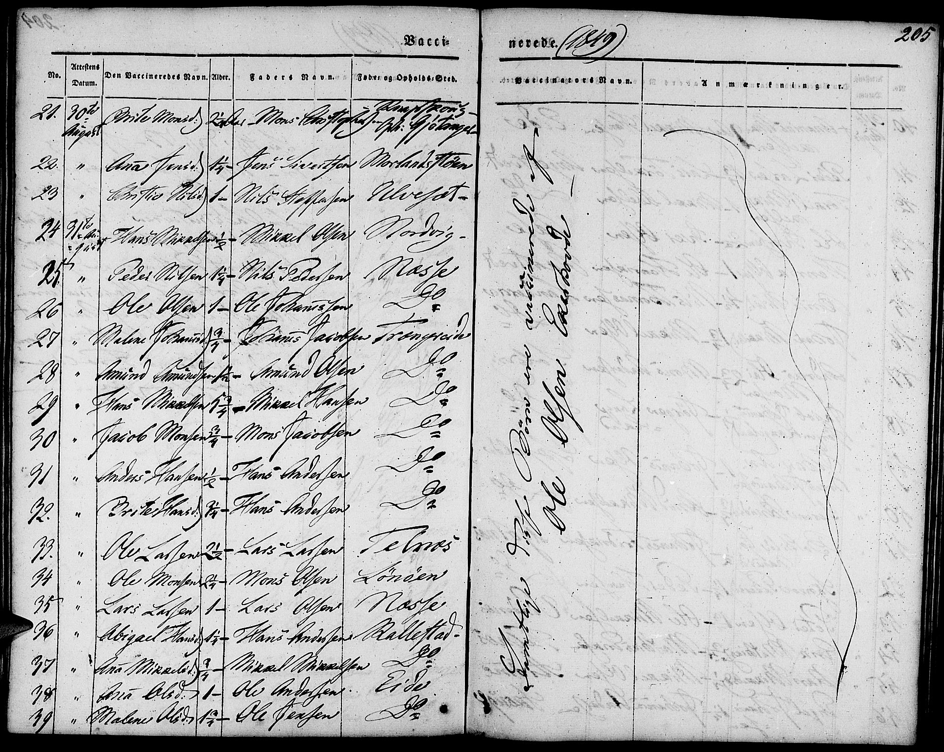 Fjell sokneprestembete, AV/SAB-A-75301/H/Haa: Parish register (official) no. A 1, 1835-1850, p. 205