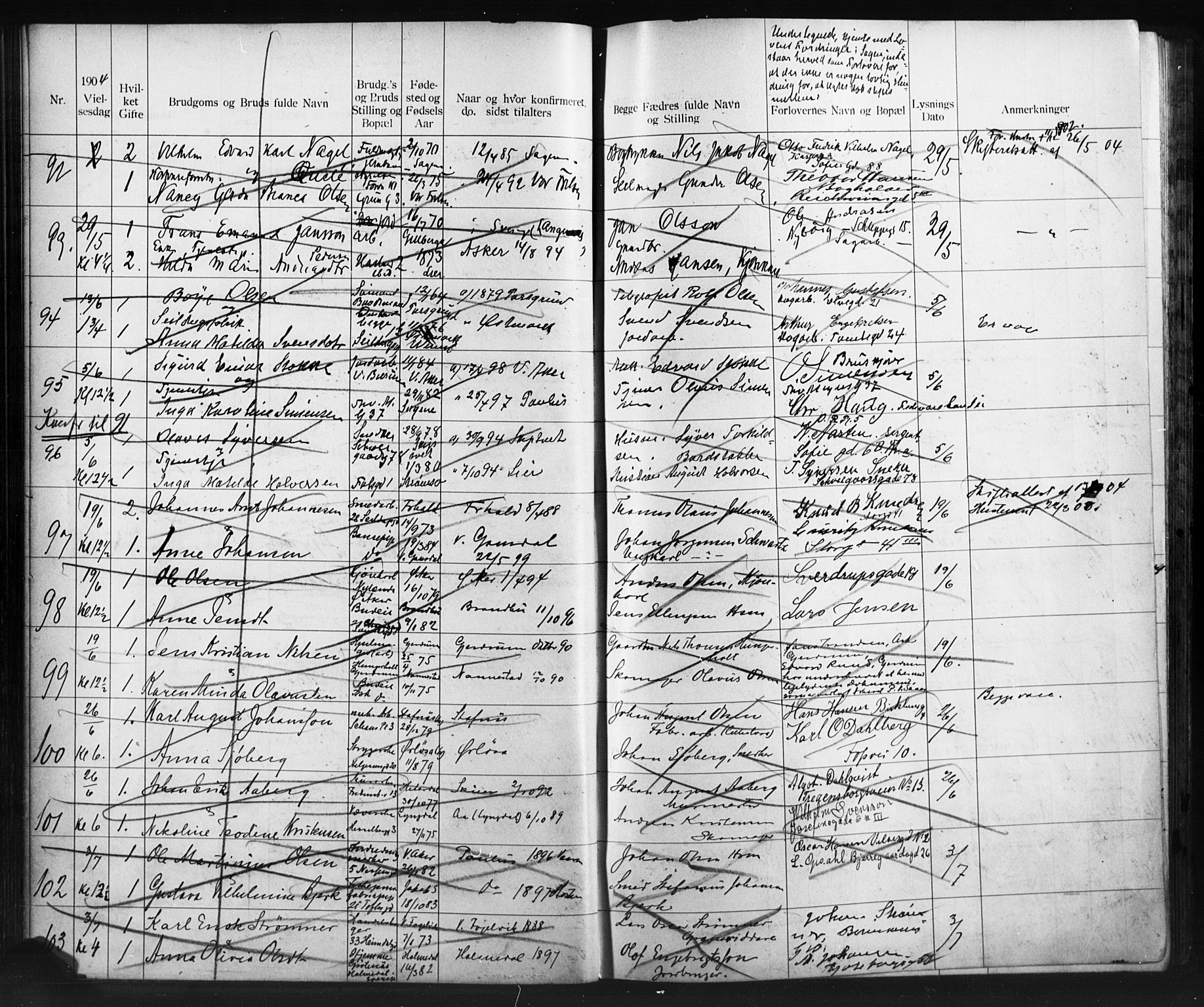 Paulus prestekontor Kirkebøker, AV/SAO-A-10871/H/Ha/L0001: Banns register no. 1, 1902-1914