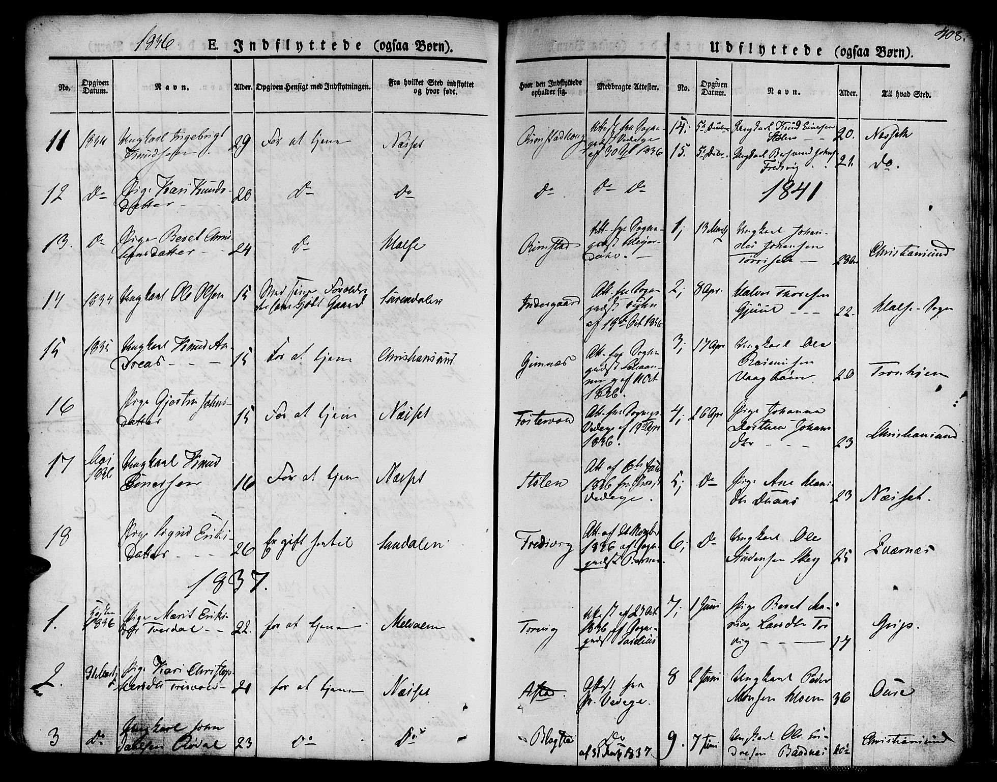 Ministerialprotokoller, klokkerbøker og fødselsregistre - Møre og Romsdal, SAT/A-1454/586/L0983: Parish register (official) no. 586A09, 1829-1843, p. 408
