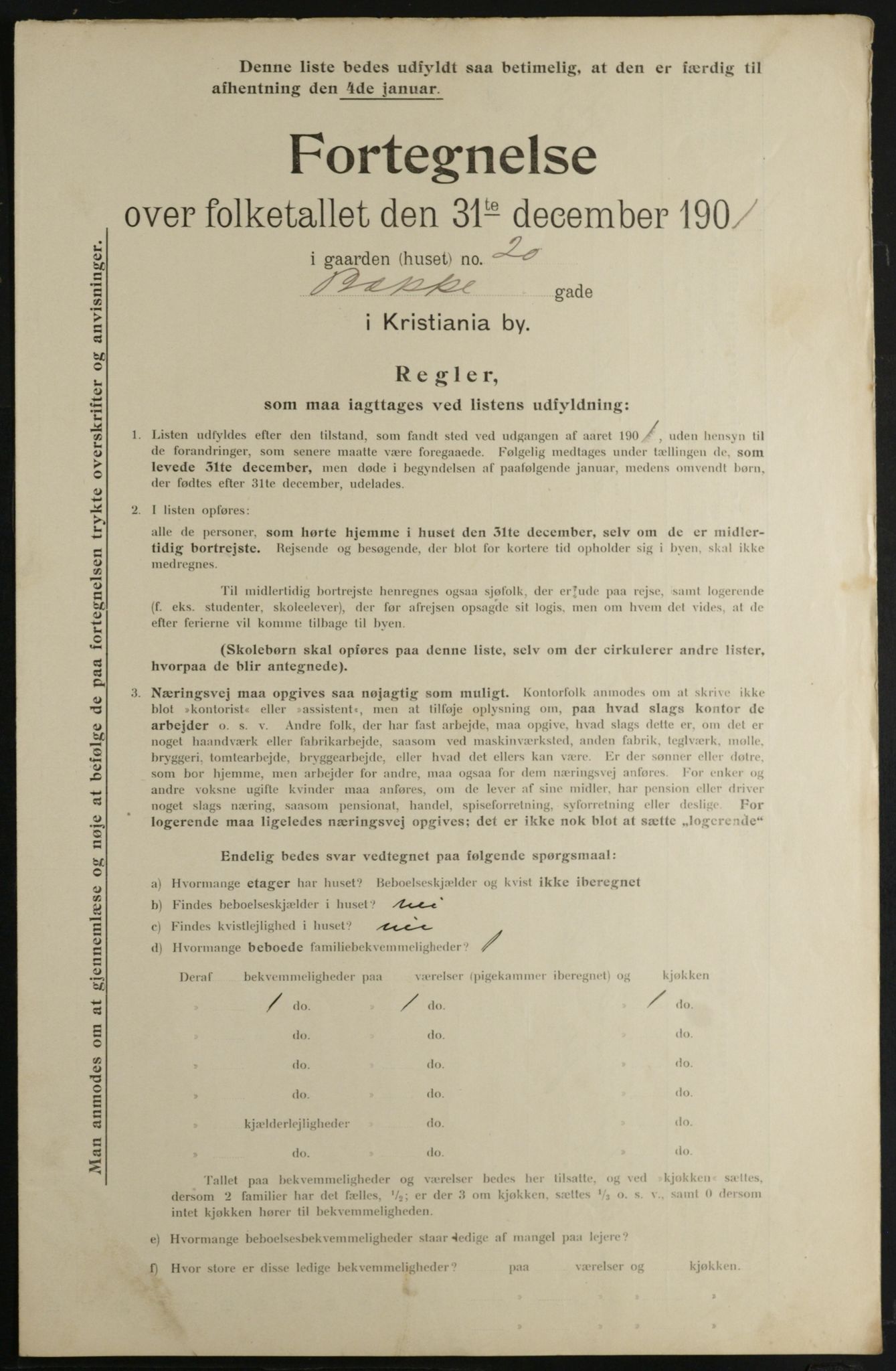 OBA, Municipal Census 1901 for Kristiania, 1901, p. 664