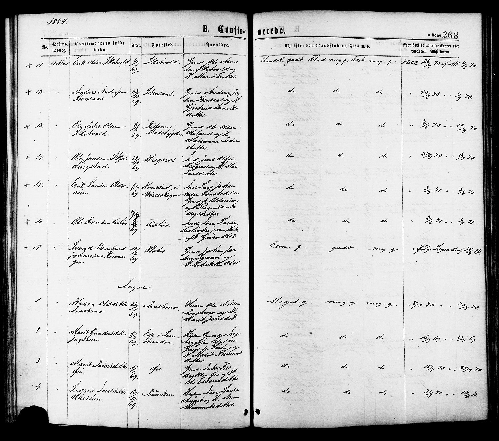 Ministerialprotokoller, klokkerbøker og fødselsregistre - Sør-Trøndelag, SAT/A-1456/691/L1079: Parish register (official) no. 691A11, 1873-1886, p. 268