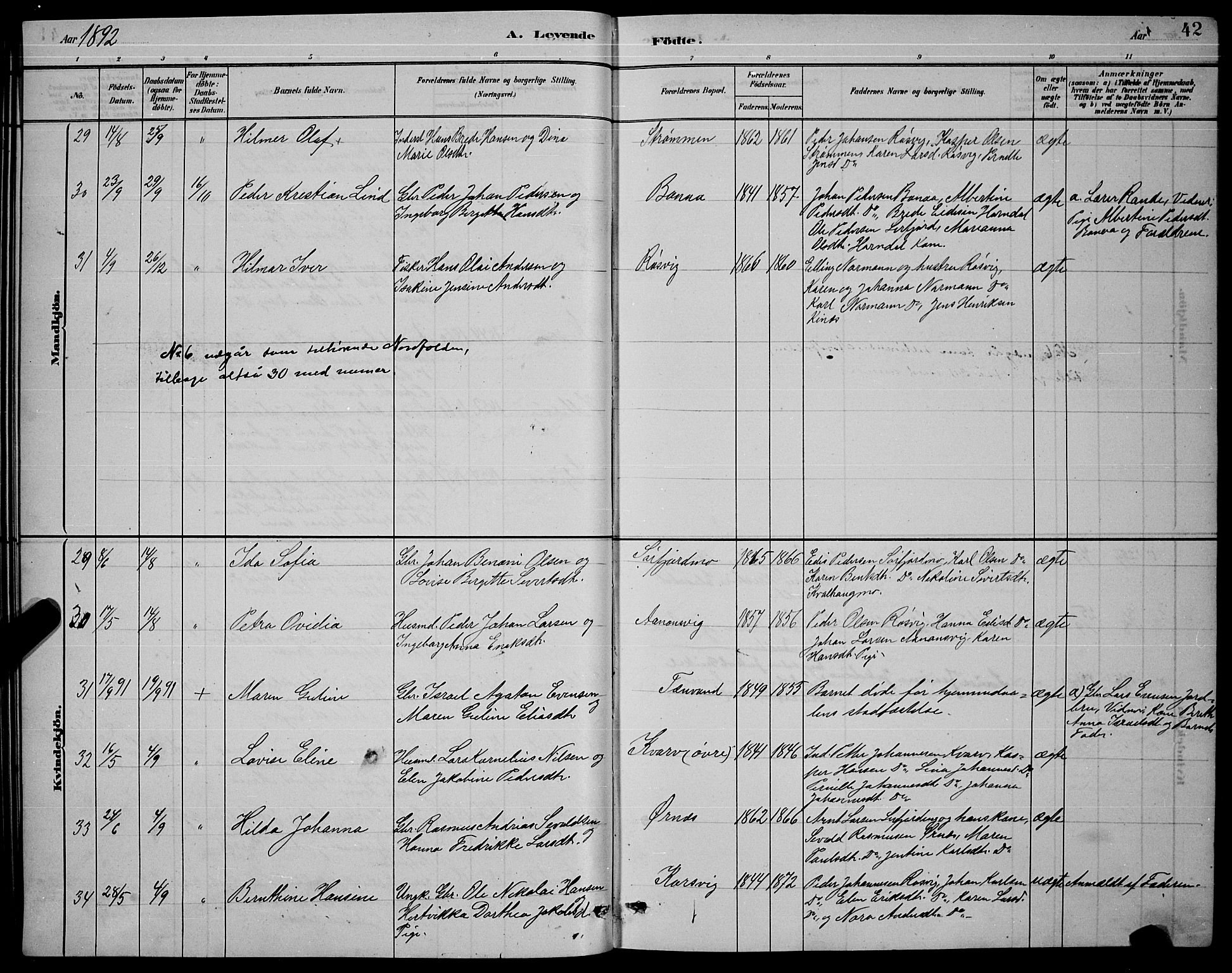 Ministerialprotokoller, klokkerbøker og fødselsregistre - Nordland, SAT/A-1459/853/L0772: Parish register (official) no. 853A11, 1881-1900, p. 42