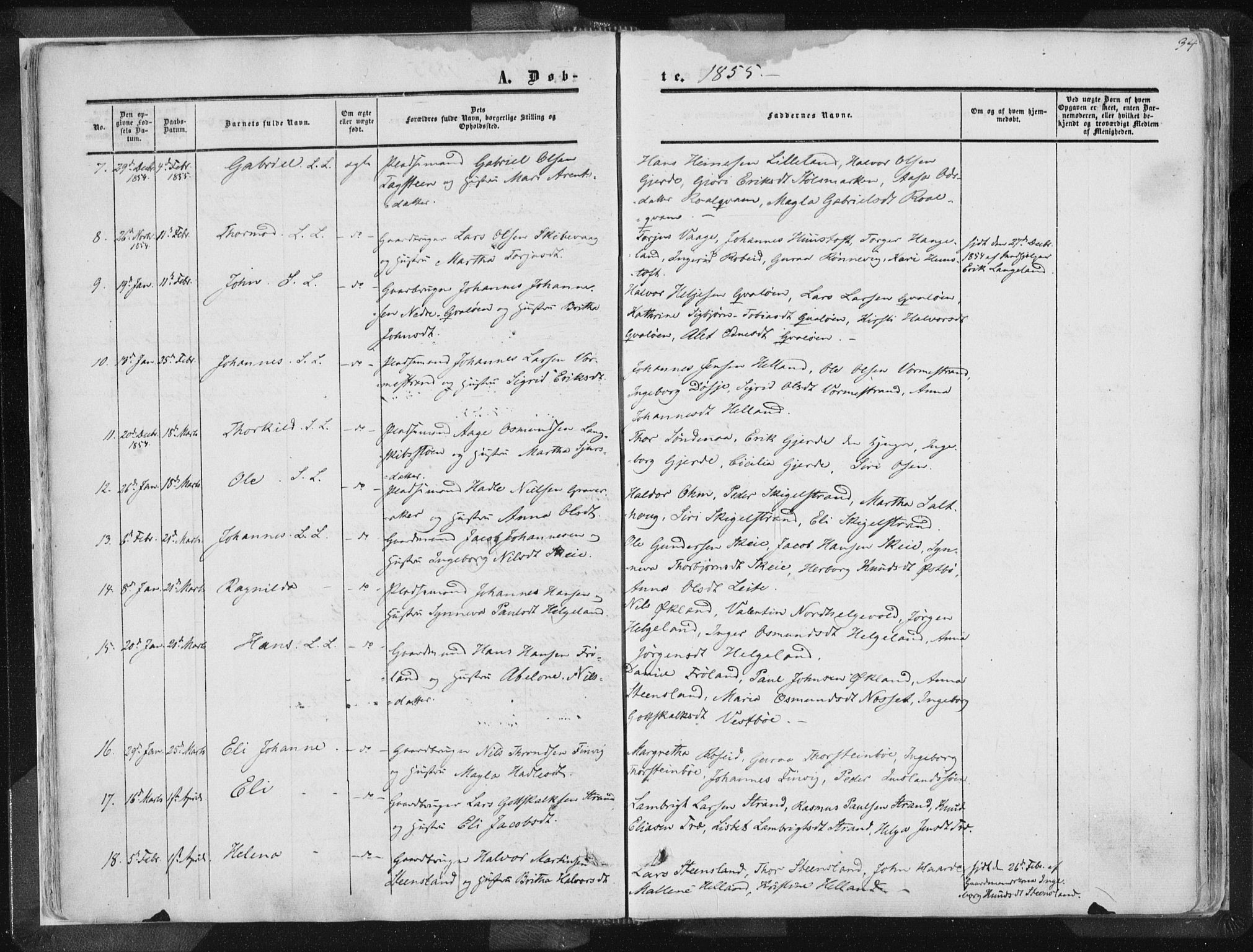 Vikedal sokneprestkontor, AV/SAST-A-101840/01/IV: Parish register (official) no. A 6.1, 1851-1867, p. 34