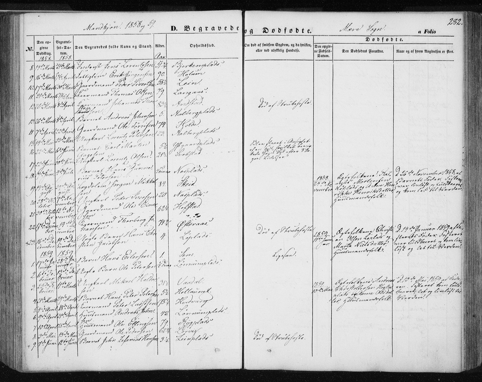 Ministerialprotokoller, klokkerbøker og fødselsregistre - Nord-Trøndelag, SAT/A-1458/735/L0342: Parish register (official) no. 735A07 /1, 1849-1862, p. 282