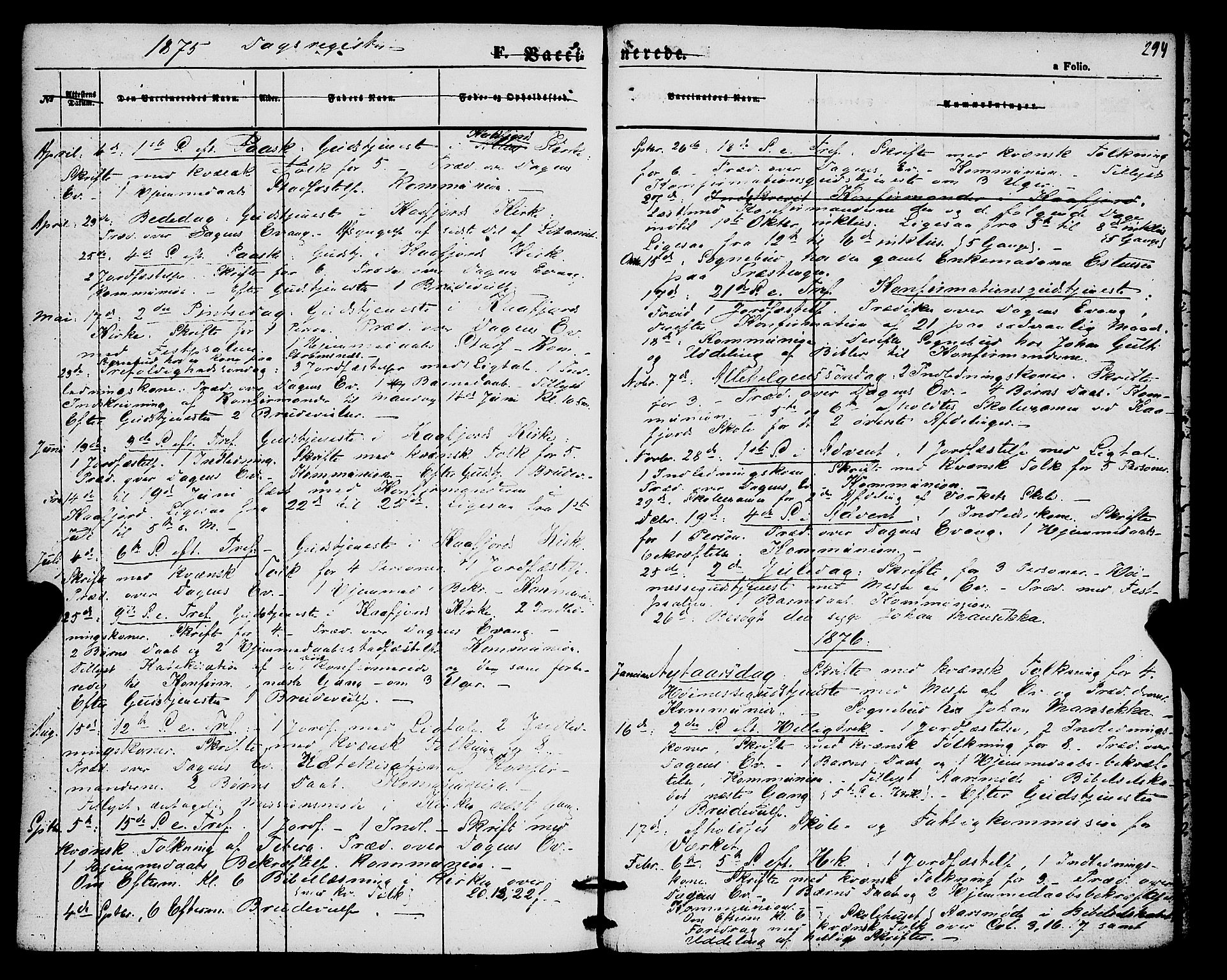 Alta sokneprestkontor, SATØ/S-1338/H/Ha/L0004.kirke: Parish register (official) no. 4, 1858-1880, p. 294