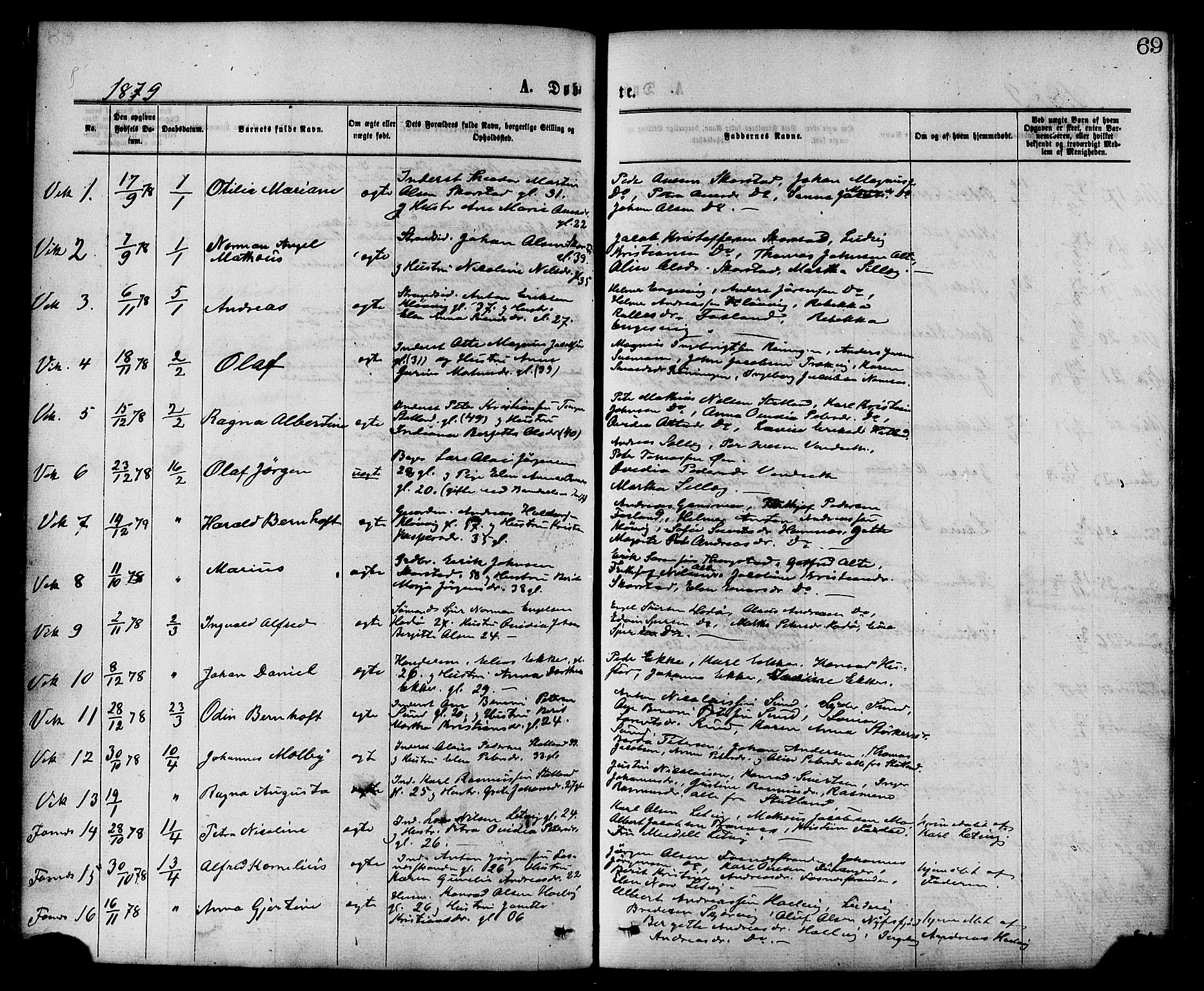 Ministerialprotokoller, klokkerbøker og fødselsregistre - Nord-Trøndelag, SAT/A-1458/773/L0616: Parish register (official) no. 773A07, 1870-1887, p. 69