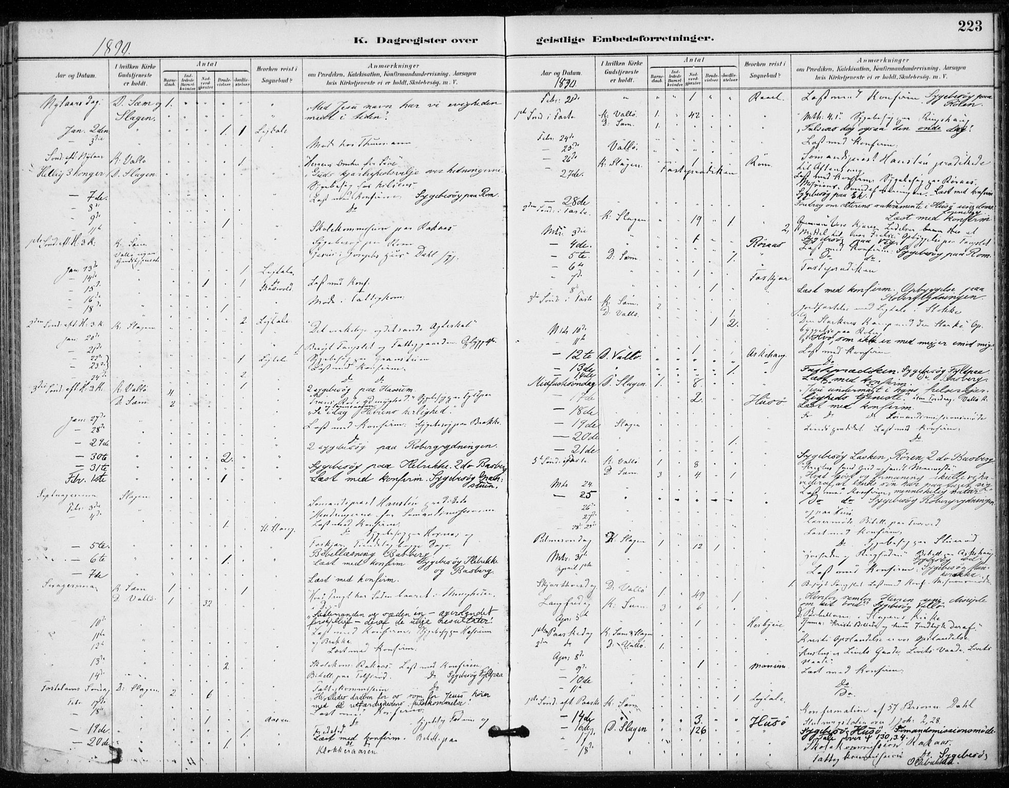 Sem kirkebøker, AV/SAKO-A-5/F/Fa/L0011: Parish register (official) no. I 11, 1888-1904, p. 223