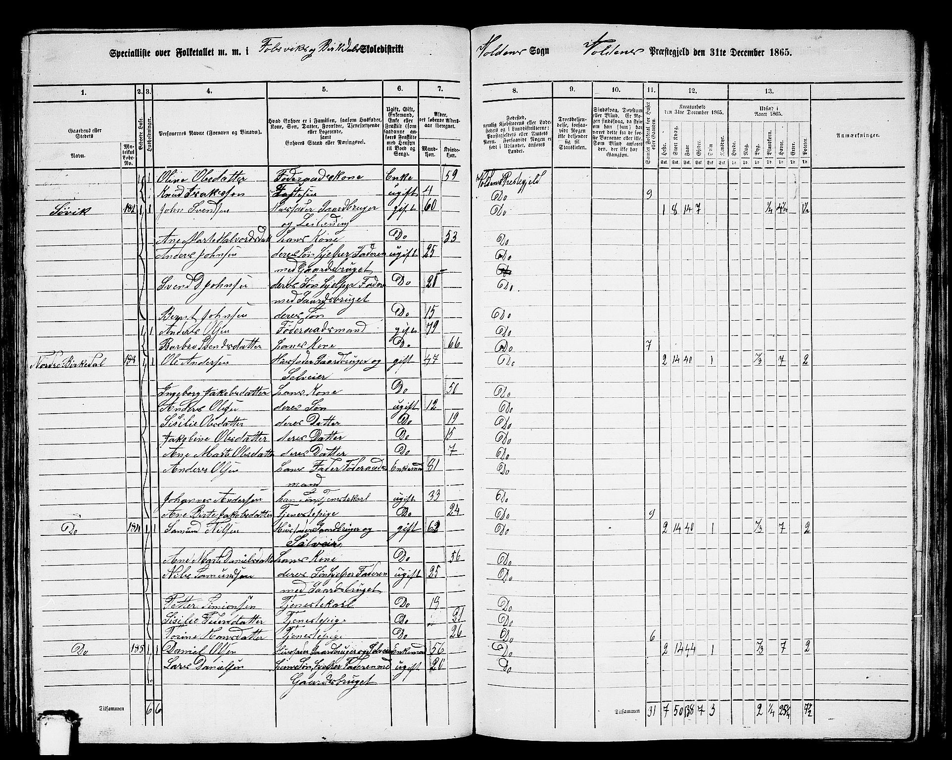 RA, 1865 census for Volda, 1865, p. 112