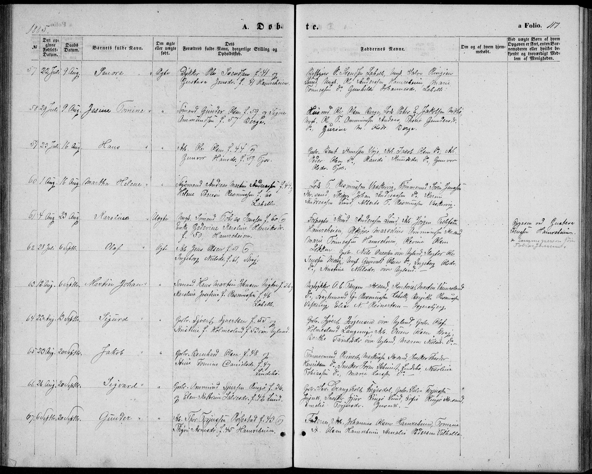 Oddernes sokneprestkontor, AV/SAK-1111-0033/F/Fb/Fba/L0007: Parish register (copy) no. B 7, 1869-1887, p. 117