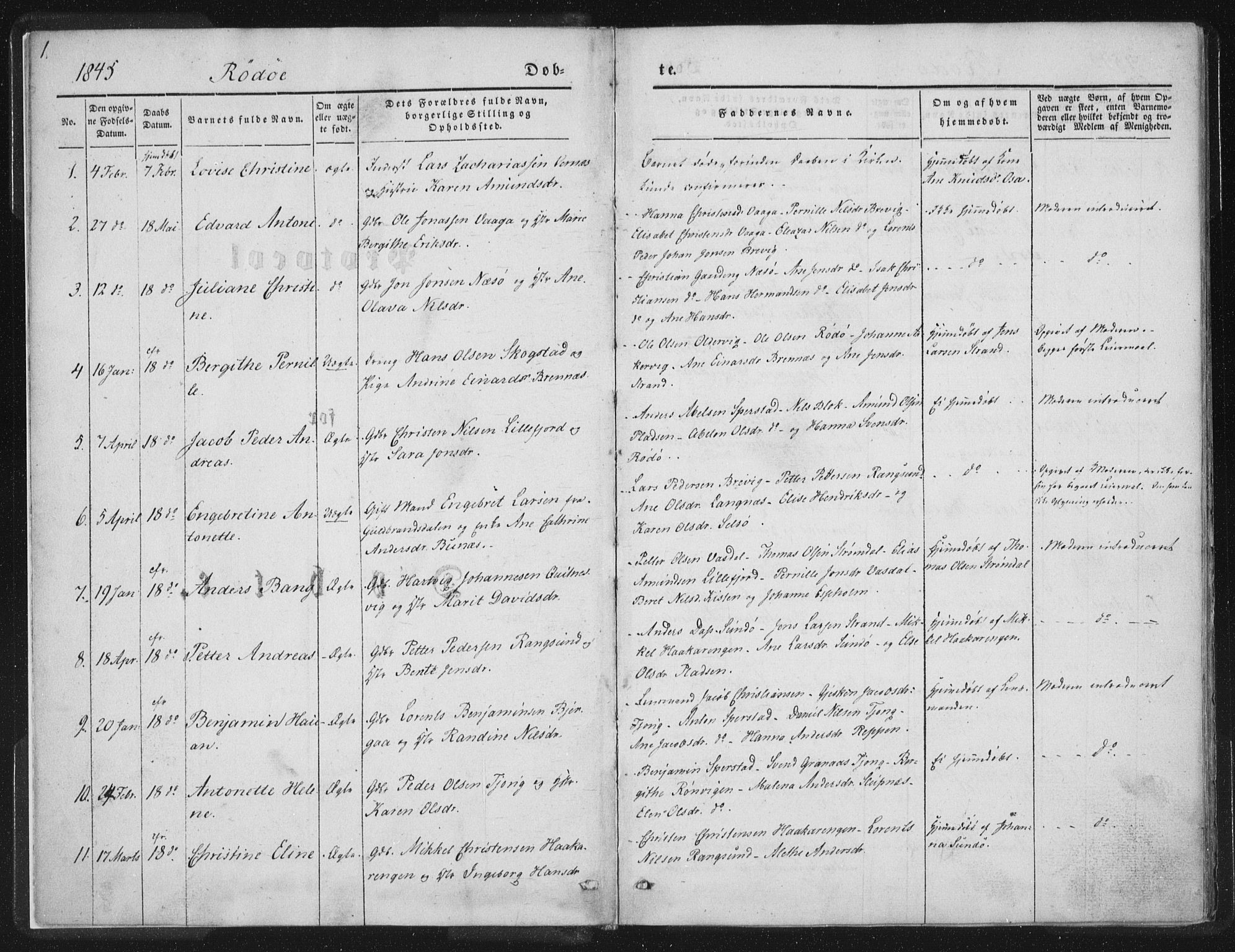 Ministerialprotokoller, klokkerbøker og fødselsregistre - Nordland, AV/SAT-A-1459/841/L0602: Parish register (official) no. 841A08 /1, 1845-1859, p. 1