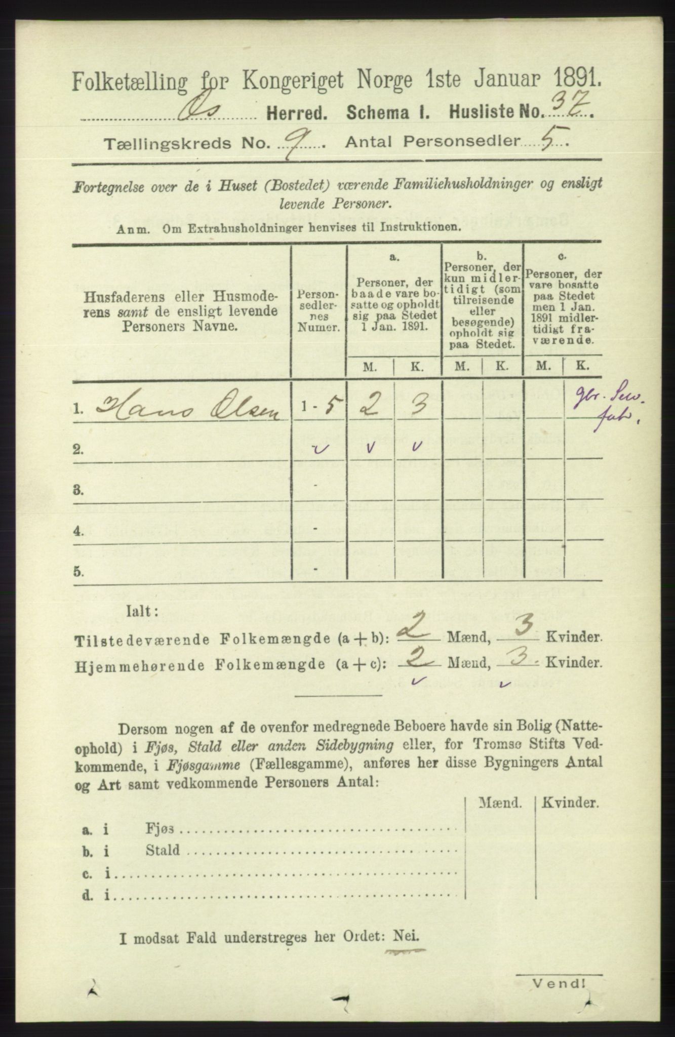 RA, 1891 census for 1243 Os, 1891, p. 1941