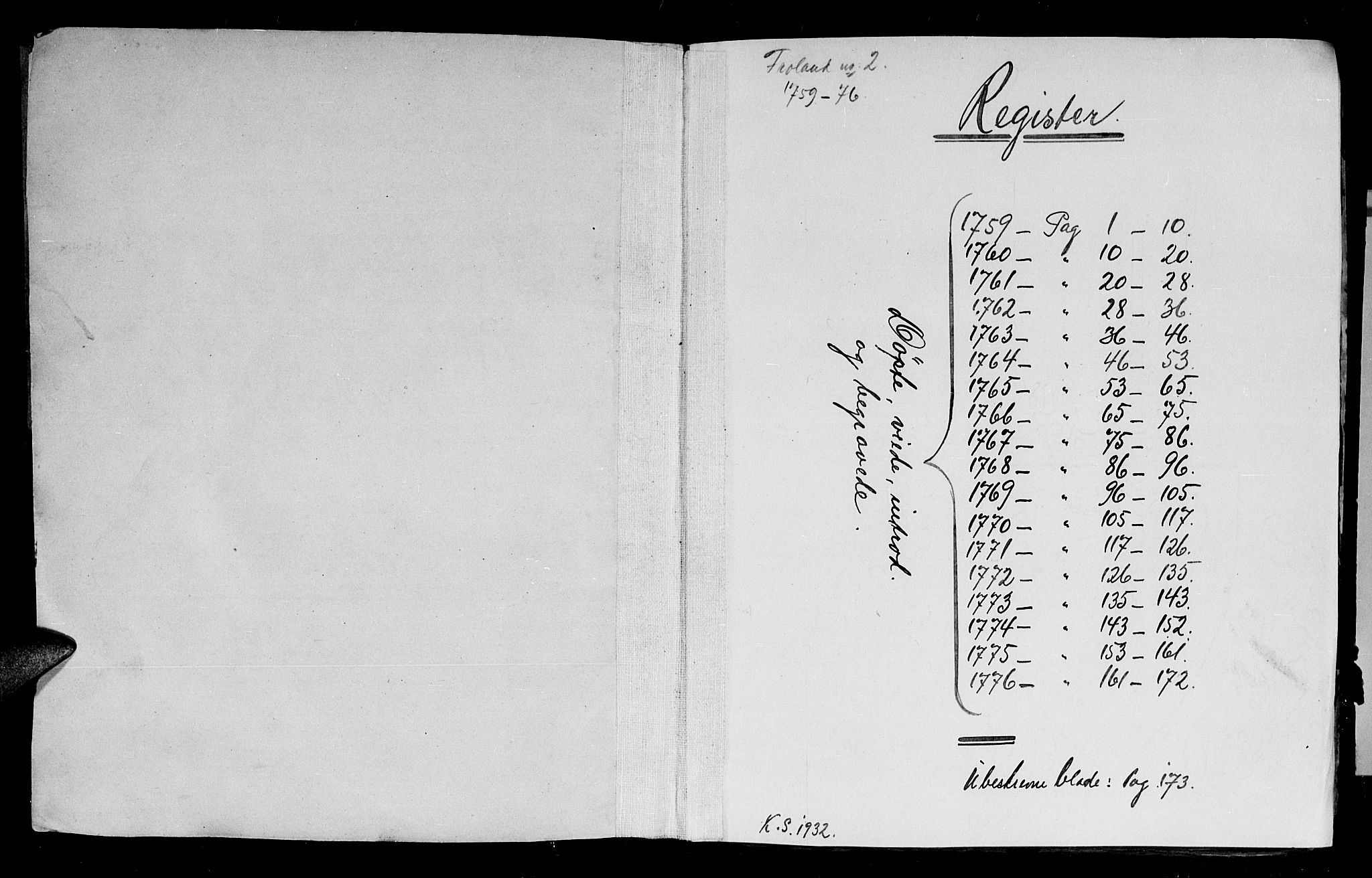 Froland sokneprestkontor, AV/SAK-1111-0013/F/Fb/L0003: Parish register (copy) no. B 3, 1759-1776