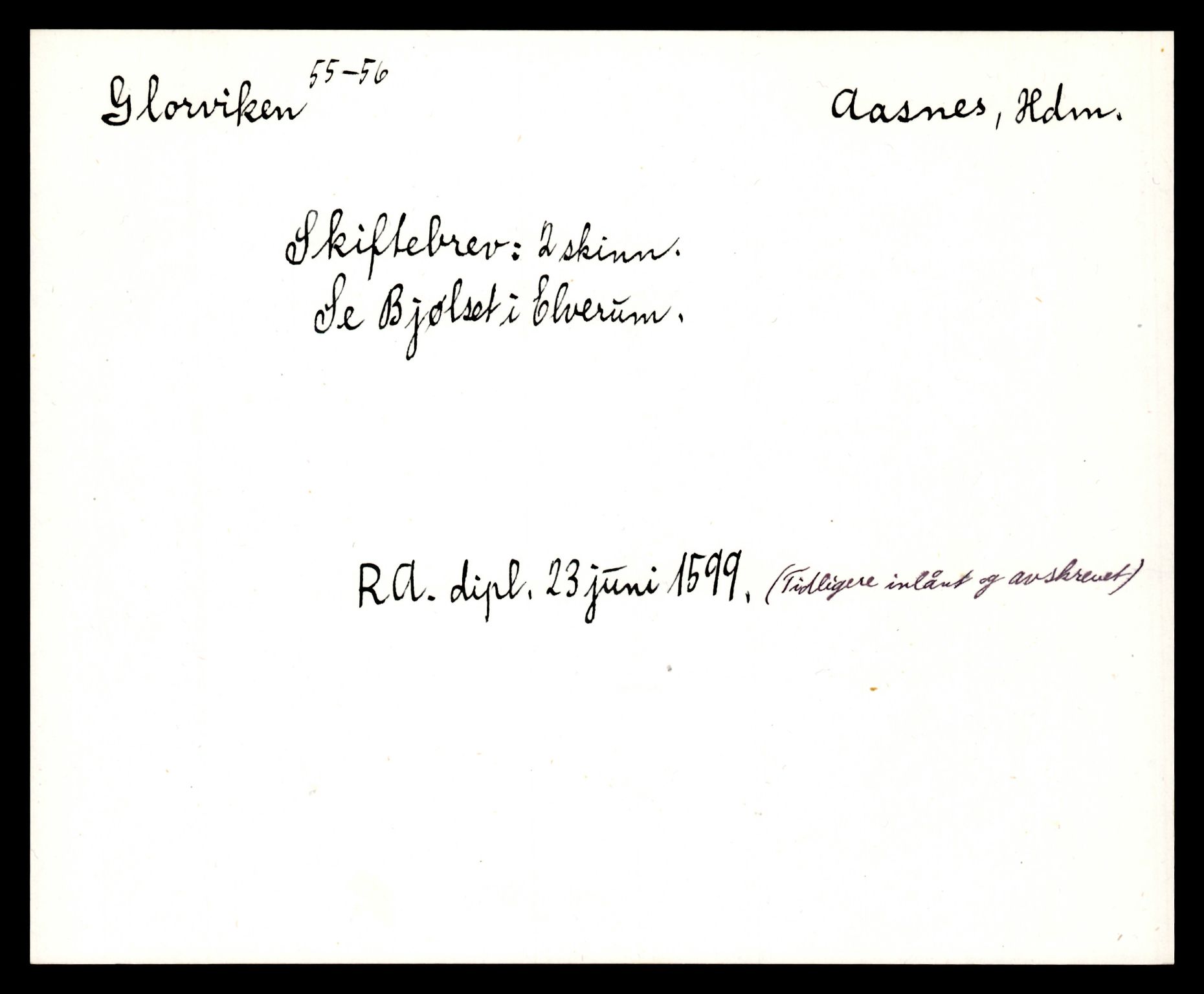 Riksarkivets diplomsamling, AV/RA-EA-5965/F35/F35e/L0008: Registreringssedler Hedmark 2, 1400-1700, p. 101