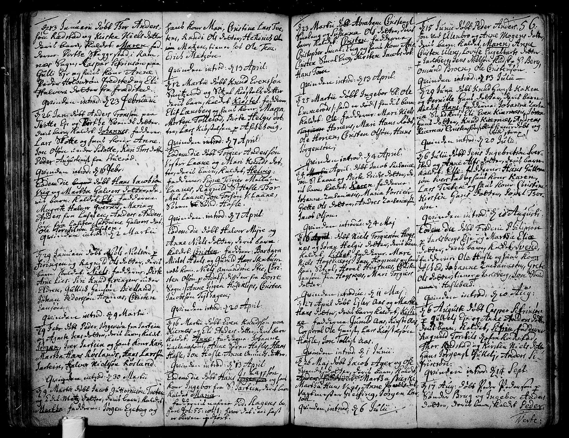 Sem kirkebøker, AV/SAKO-A-5/F/Fa/L0001: Parish register (official) no. I 1, 1702-1763, p. 56