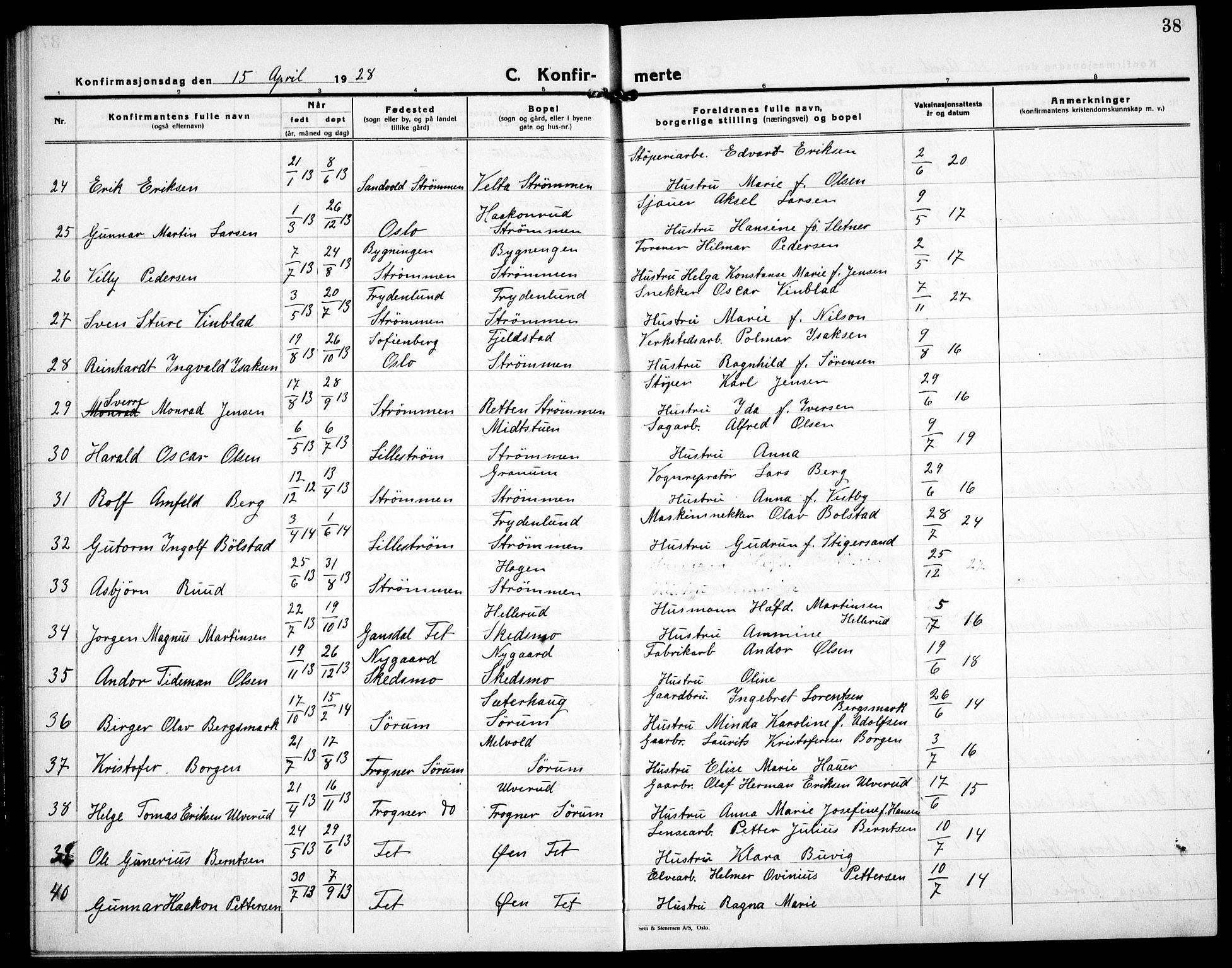 Skedsmo prestekontor Kirkebøker, AV/SAO-A-10033a/G/Gc/L0003: Parish register (copy) no. III 4, 1926-1939, p. 38