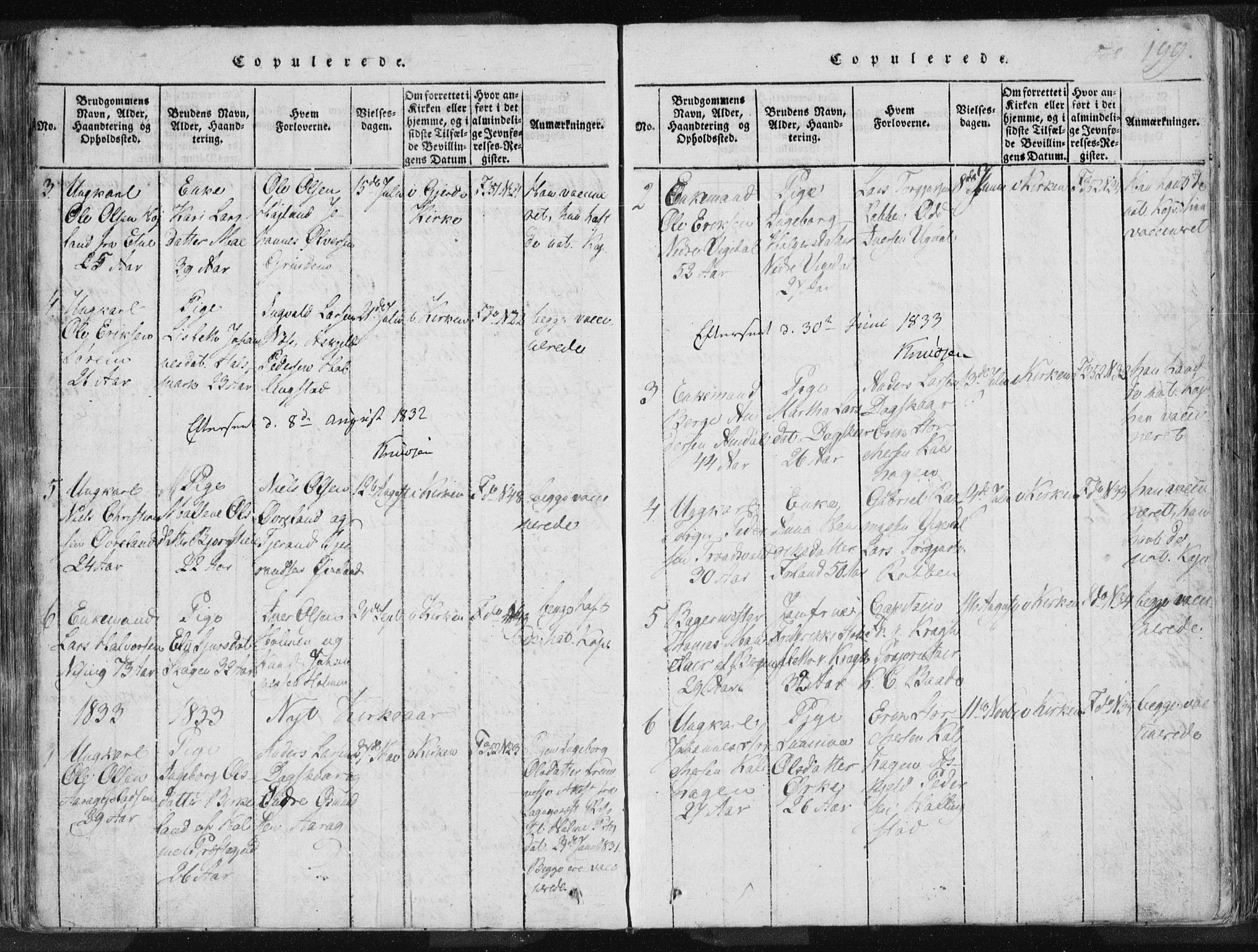 Vikedal sokneprestkontor, SAST/A-101840/01/IV: Parish register (official) no. A 3, 1817-1850, p. 199