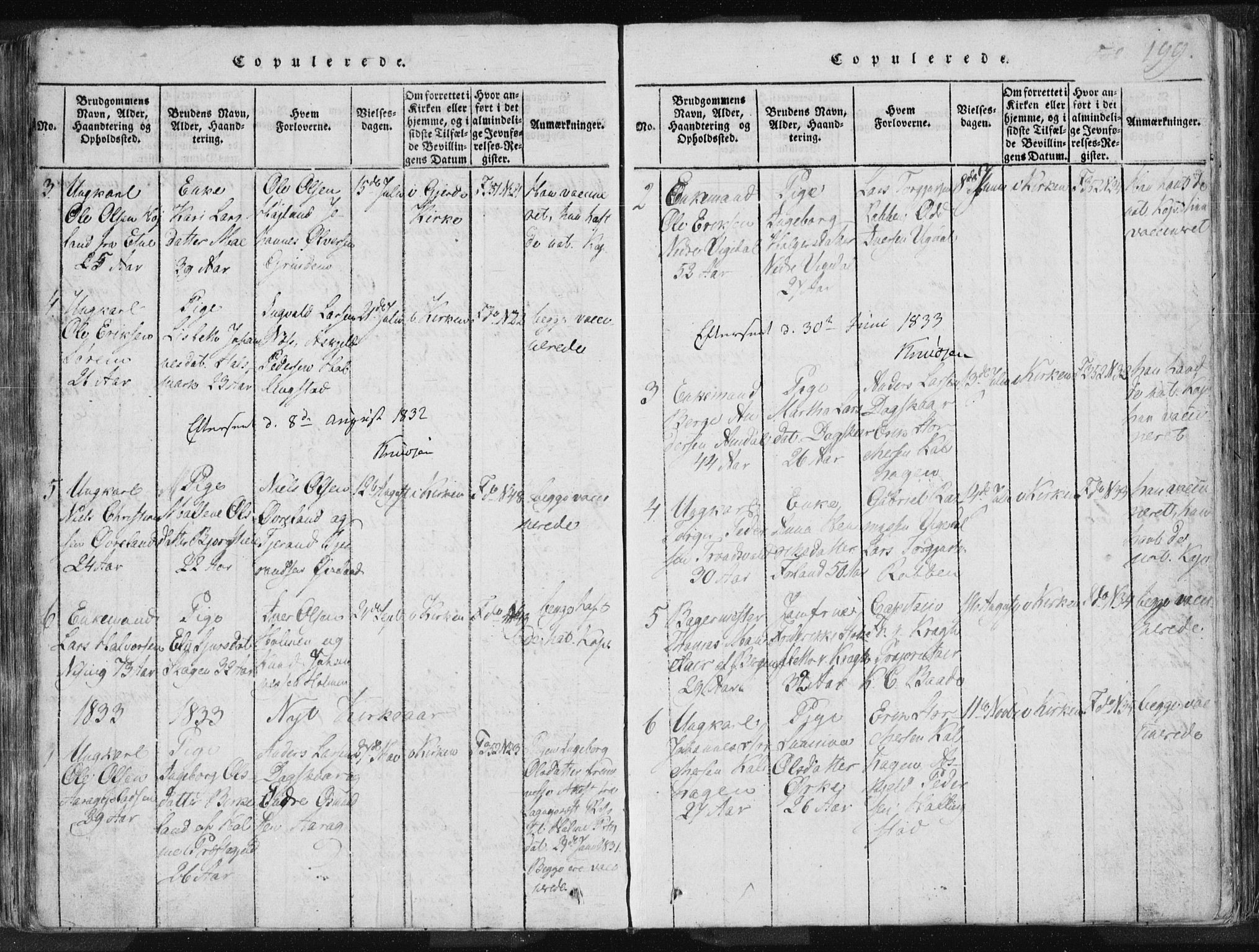 Vikedal sokneprestkontor, AV/SAST-A-101840/01/IV: Parish register (official) no. A 3, 1817-1850, p. 199