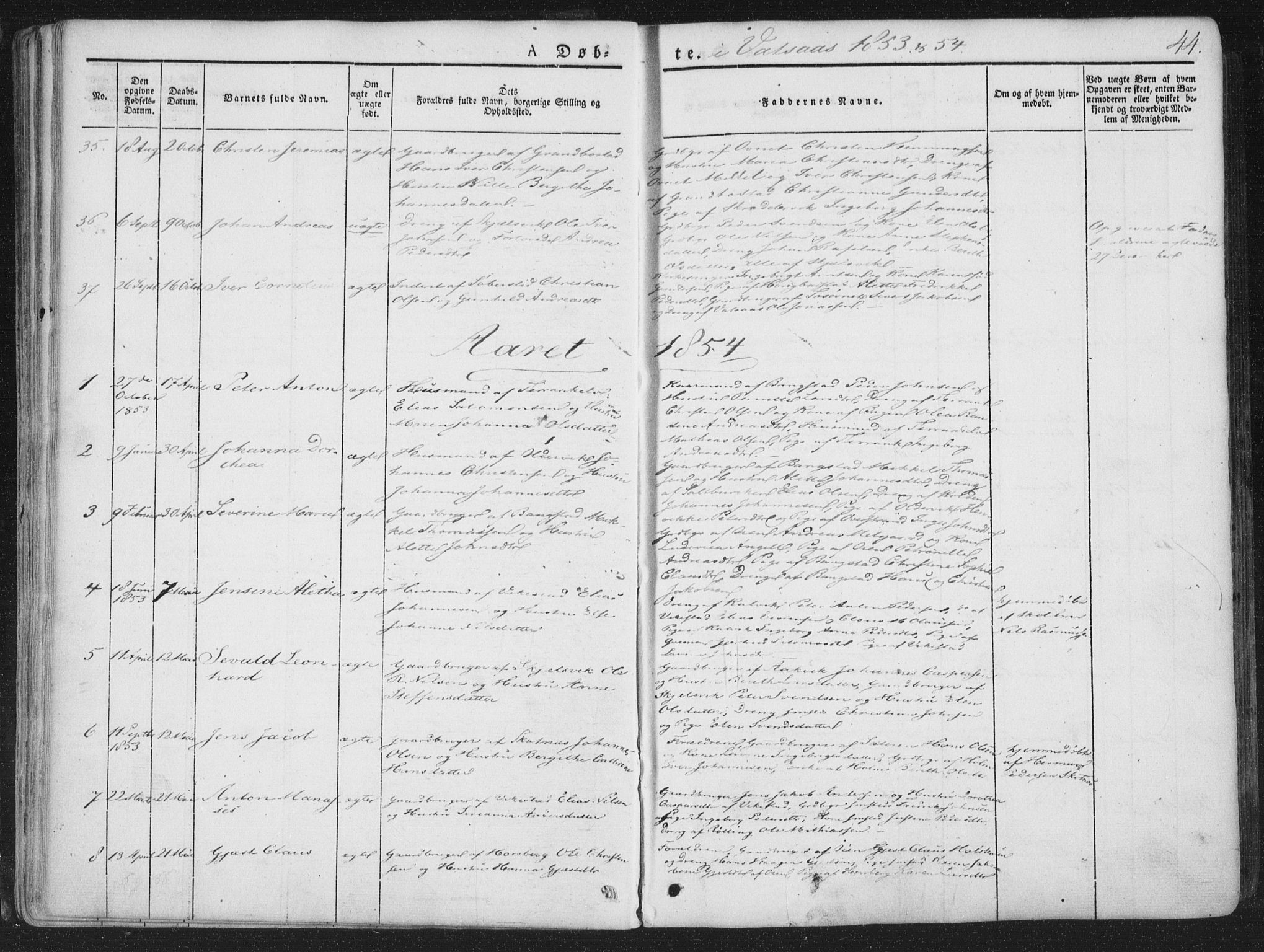 Ministerialprotokoller, klokkerbøker og fødselsregistre - Nordland, AV/SAT-A-1459/810/L0144: Parish register (official) no. 810A07 /1, 1841-1862, p. 44