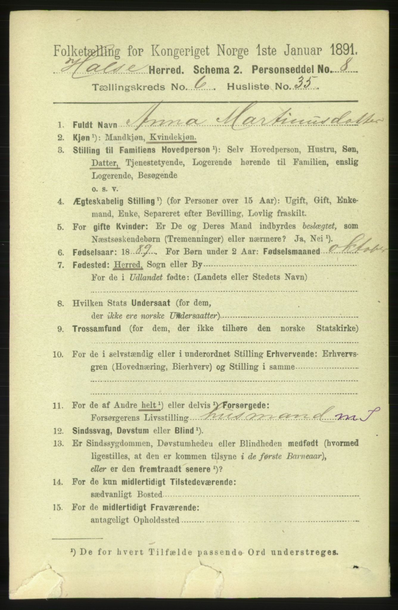 RA, 1891 census for 1571 Halsa, 1891, p. 1751