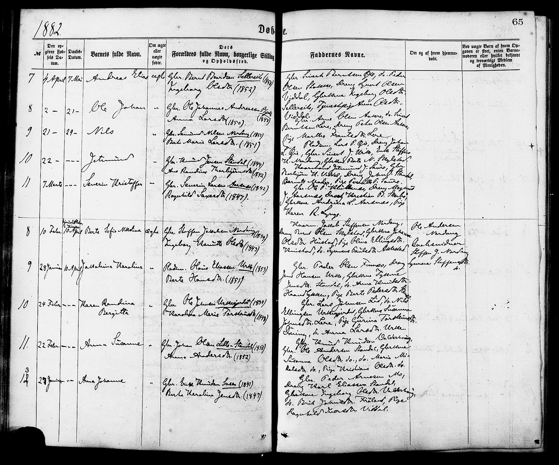 Ministerialprotokoller, klokkerbøker og fødselsregistre - Møre og Romsdal, SAT/A-1454/515/L0210: Parish register (official) no. 515A06, 1868-1885, p. 65