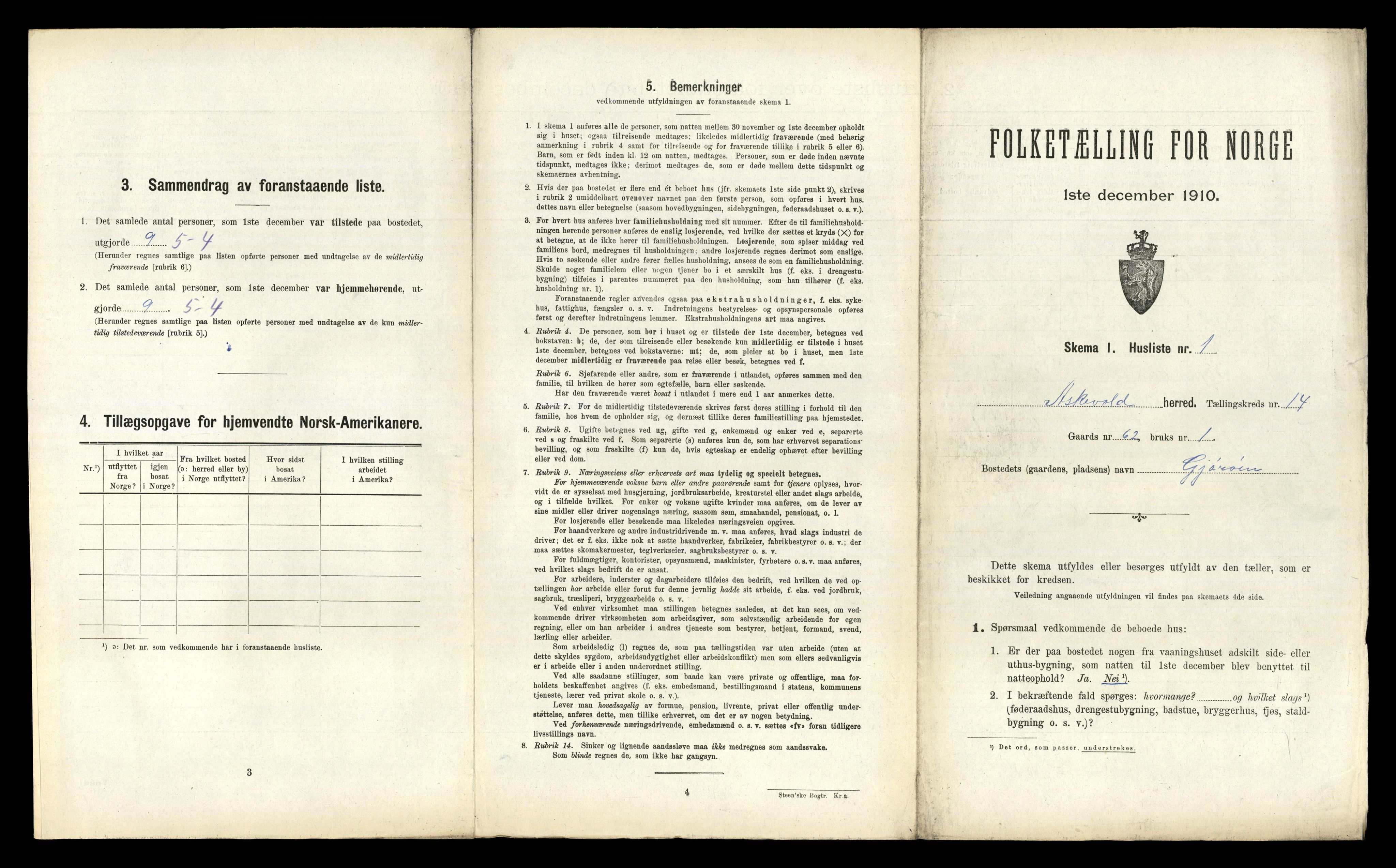 RA, 1910 census for Askvoll, 1910, p. 951