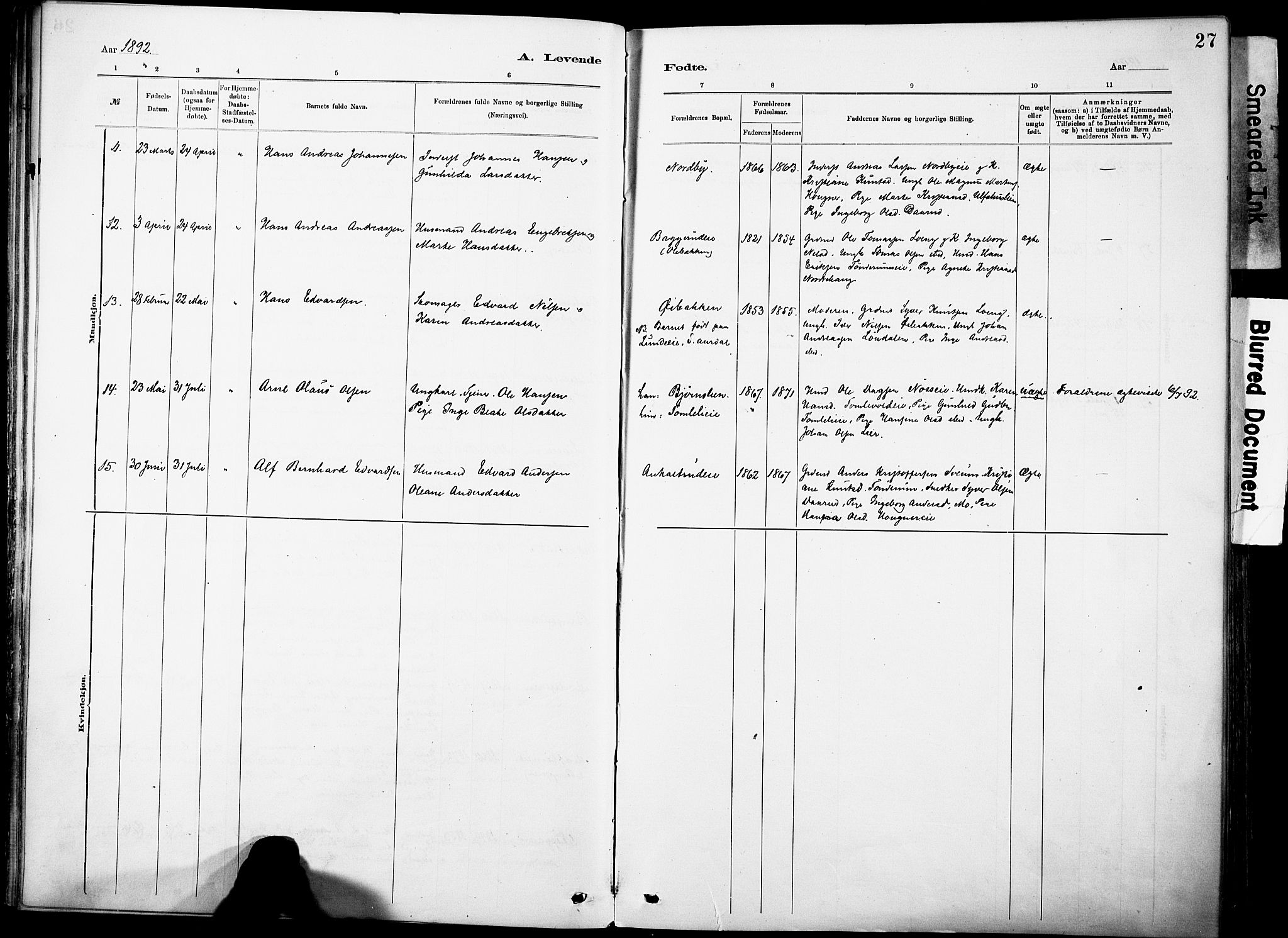 Nordre Land prestekontor, SAH/PREST-124/H/Ha/Haa/L0005: Parish register (official) no. 5, 1882-1903, p. 27