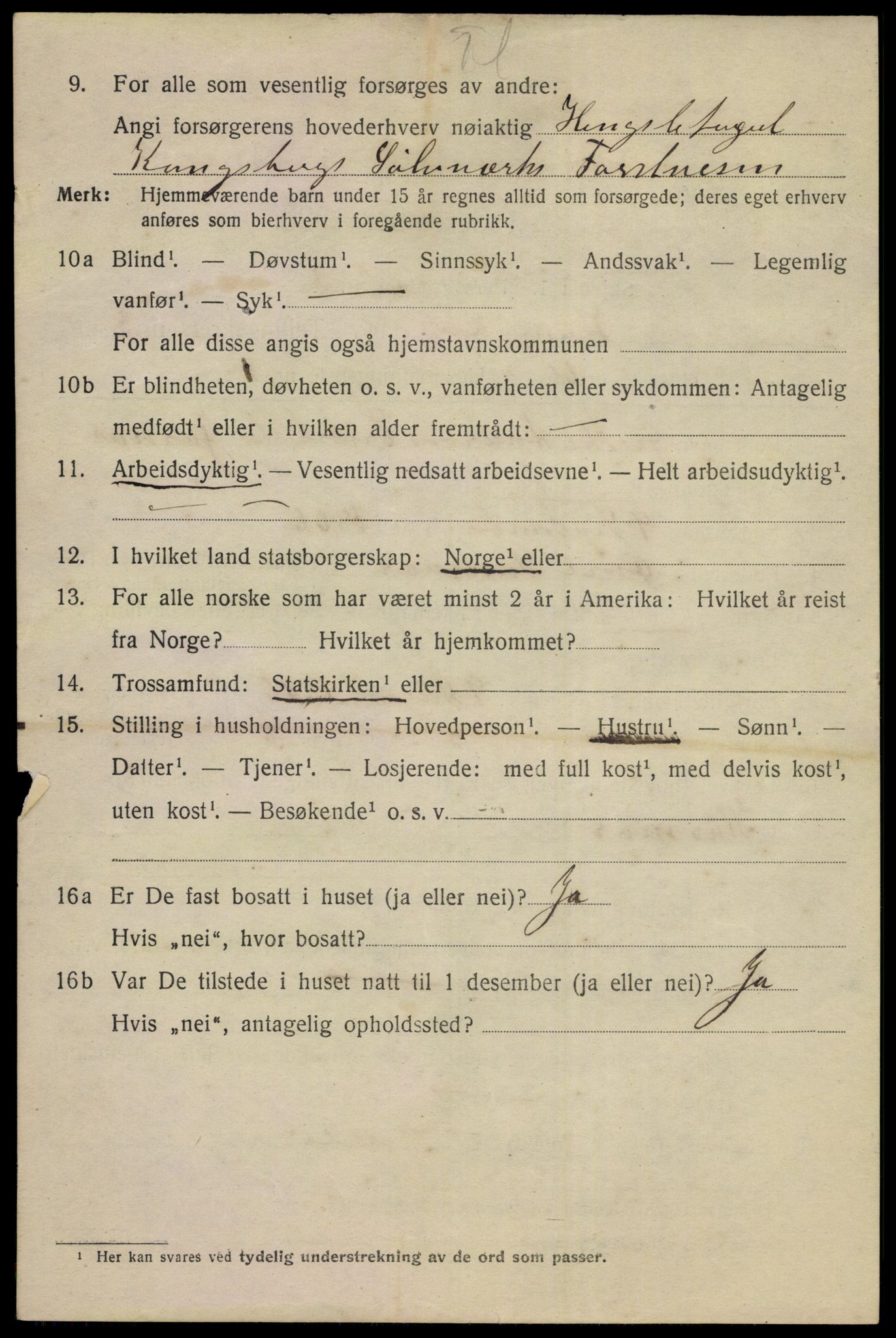 SAKO, 1920 census for Kongsberg, 1920, p. 10961