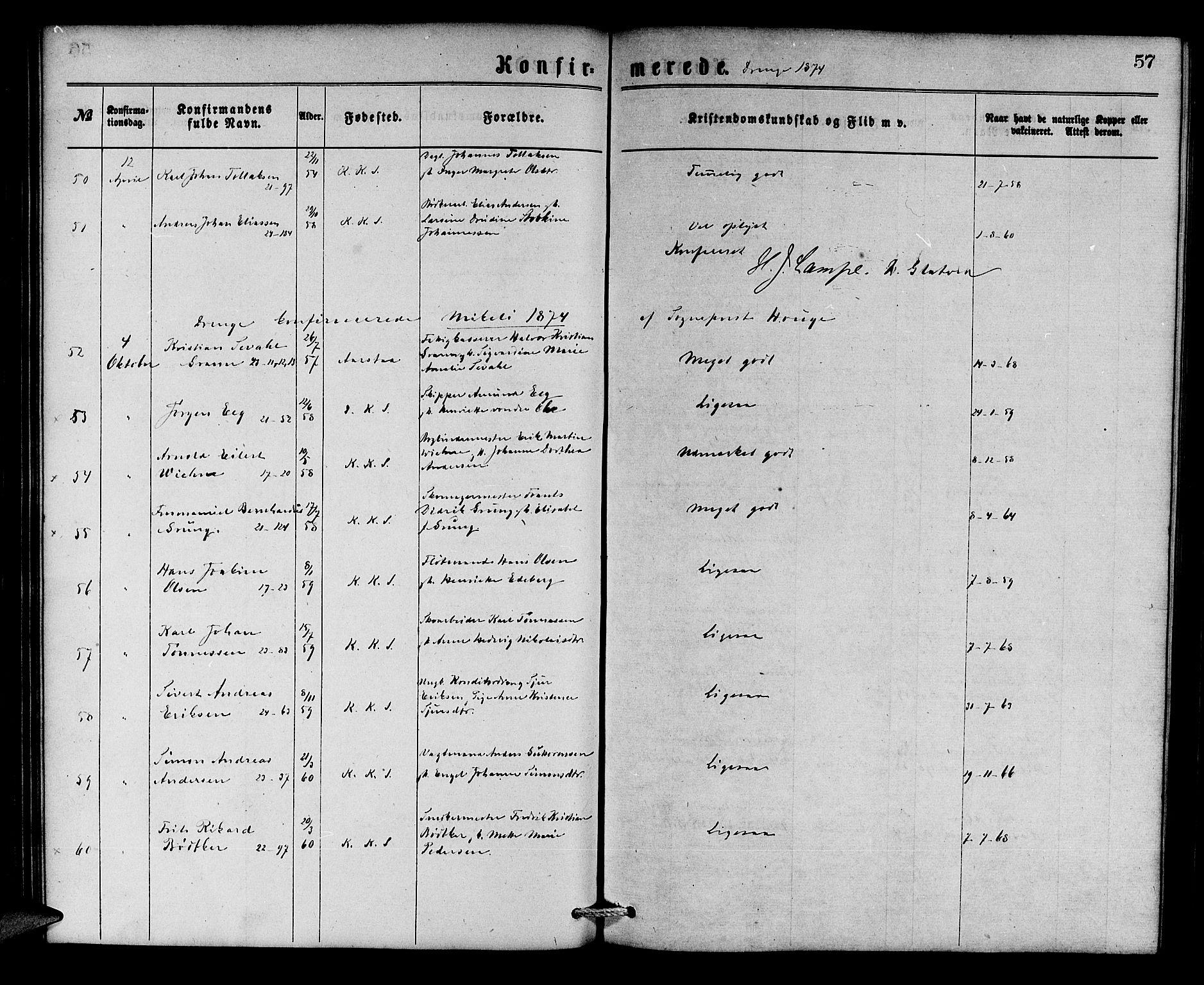 Korskirken sokneprestembete, SAB/A-76101/H/Hab: Parish register (copy) no. C 2, 1869-1879, p. 57