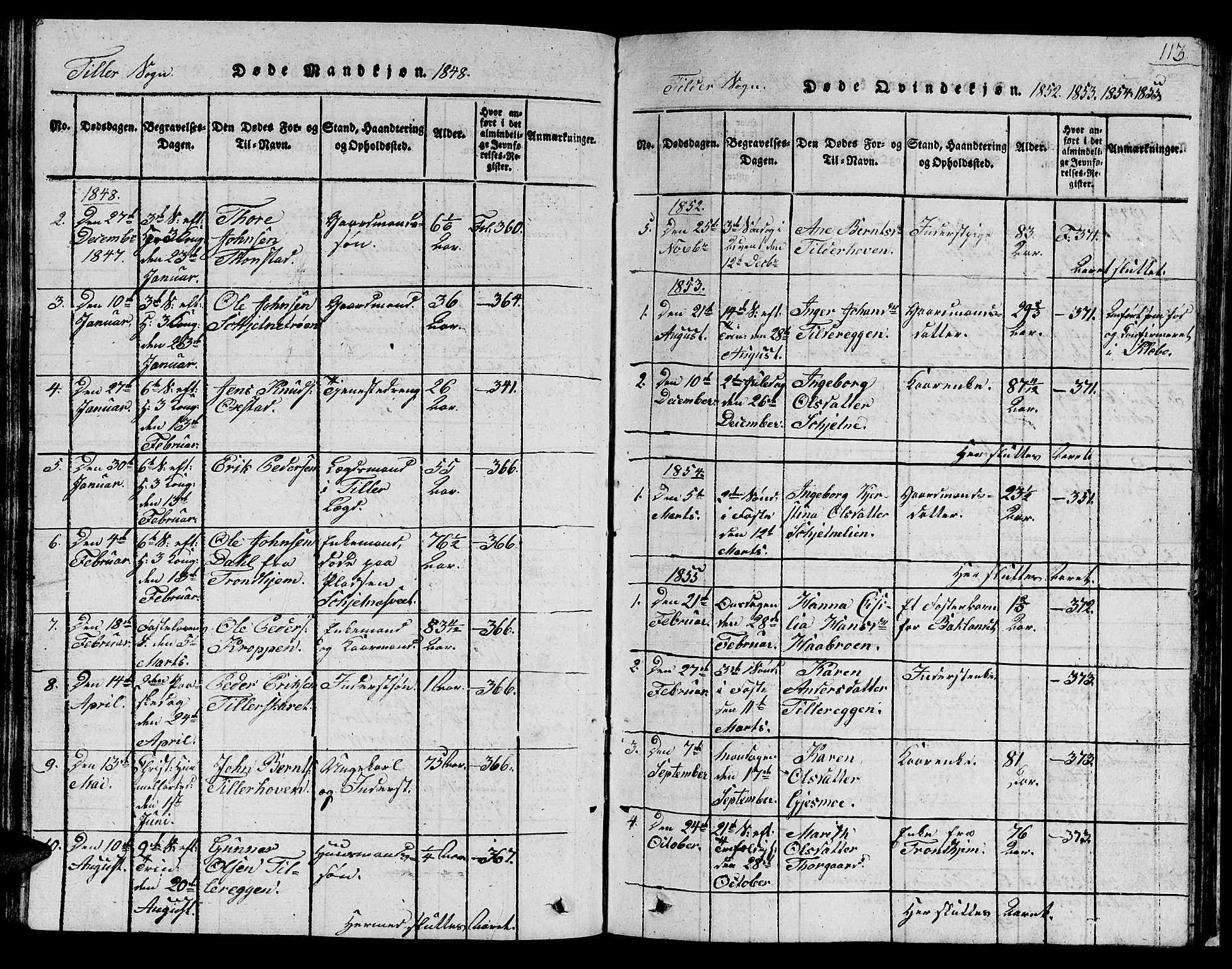 Ministerialprotokoller, klokkerbøker og fødselsregistre - Sør-Trøndelag, SAT/A-1456/621/L0458: Parish register (copy) no. 621C01, 1816-1865, p. 113