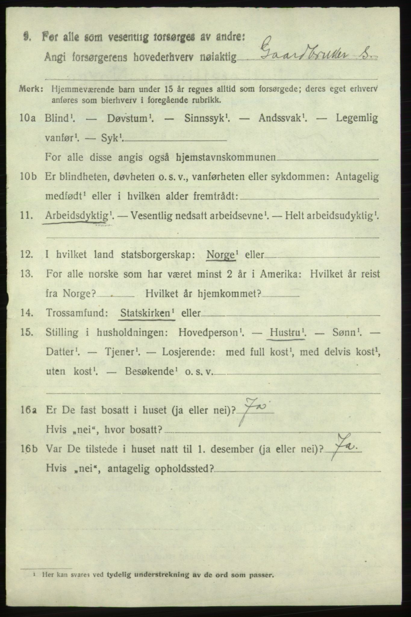 SAB, 1920 census for Fjelberg, 1920, p. 2742