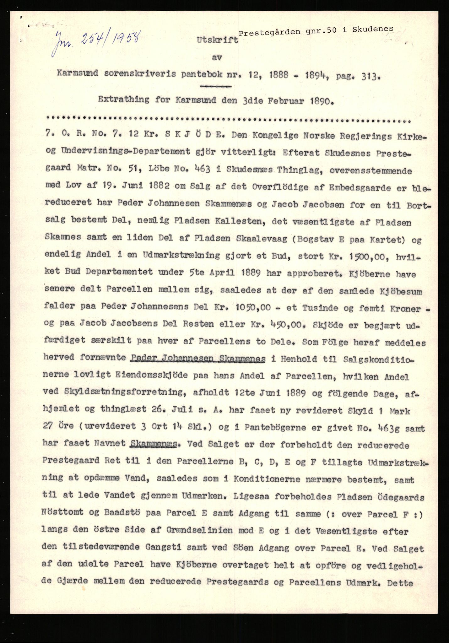 Statsarkivet i Stavanger, AV/SAST-A-101971/03/Y/Yj/L0066: Avskrifter sortert etter gårdsnavn: Pedersro - Prestegården i Suldal, 1750-1930, p. 610