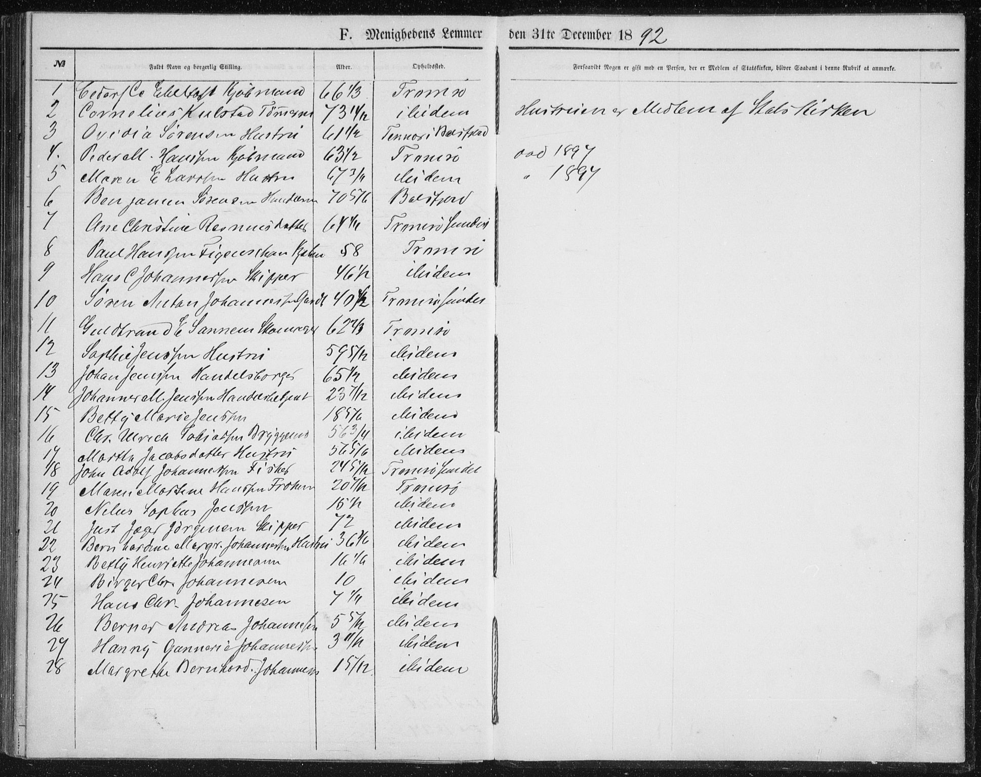 Uten arkivreferanse, SATØ/-: Dissenter register no. DP 1, 1856-1892