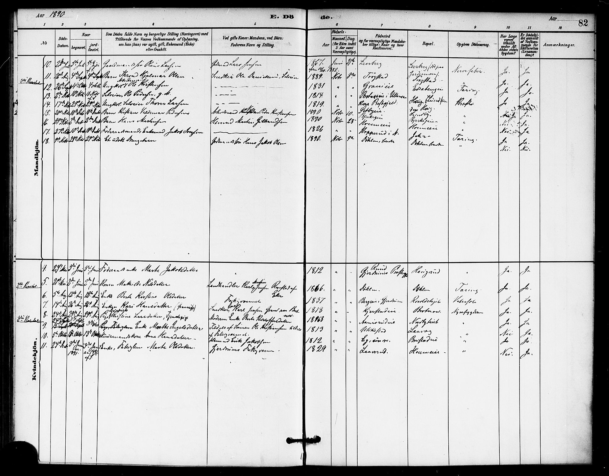 Nannestad prestekontor Kirkebøker, SAO/A-10414a/F/Fb/L0001: Parish register (official) no. II 1, 1881-1890, p. 82