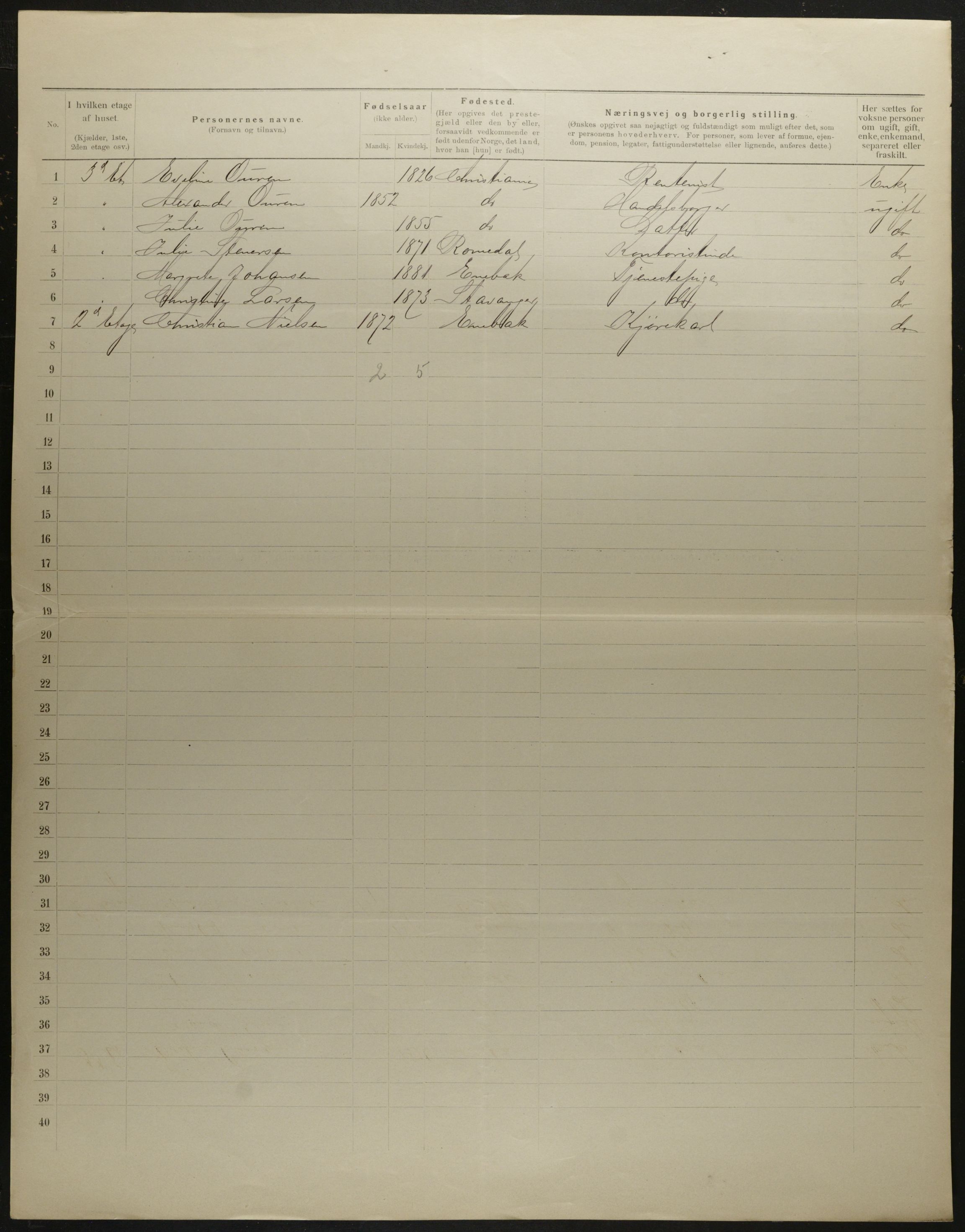 OBA, Municipal Census 1901 for Kristiania, 1901, p. 7299