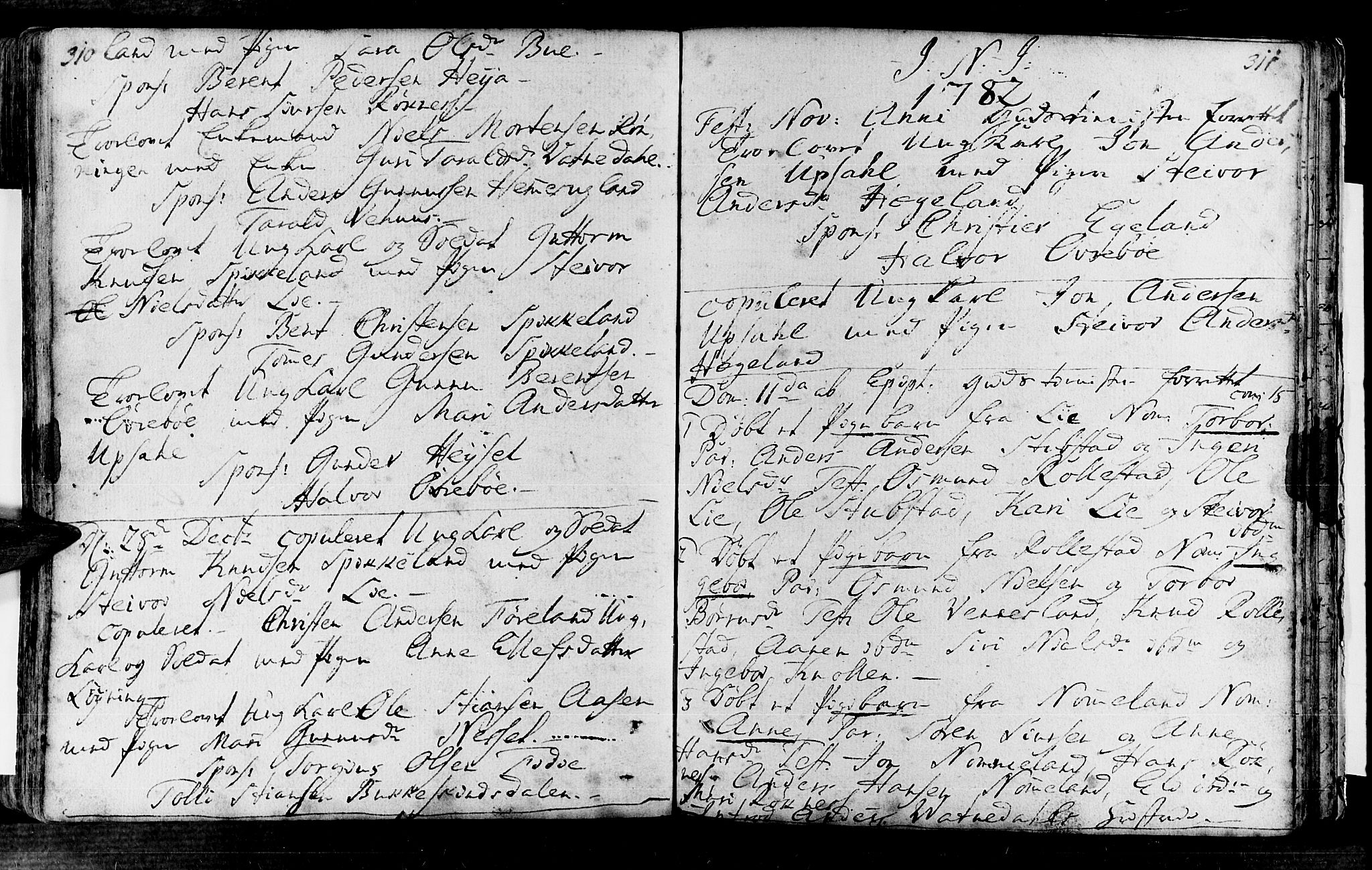 Vennesla sokneprestkontor, SAK/1111-0045/Fa/Fac/L0001: Parish register (official) no. A 1, 1743-1784, p. 310-311