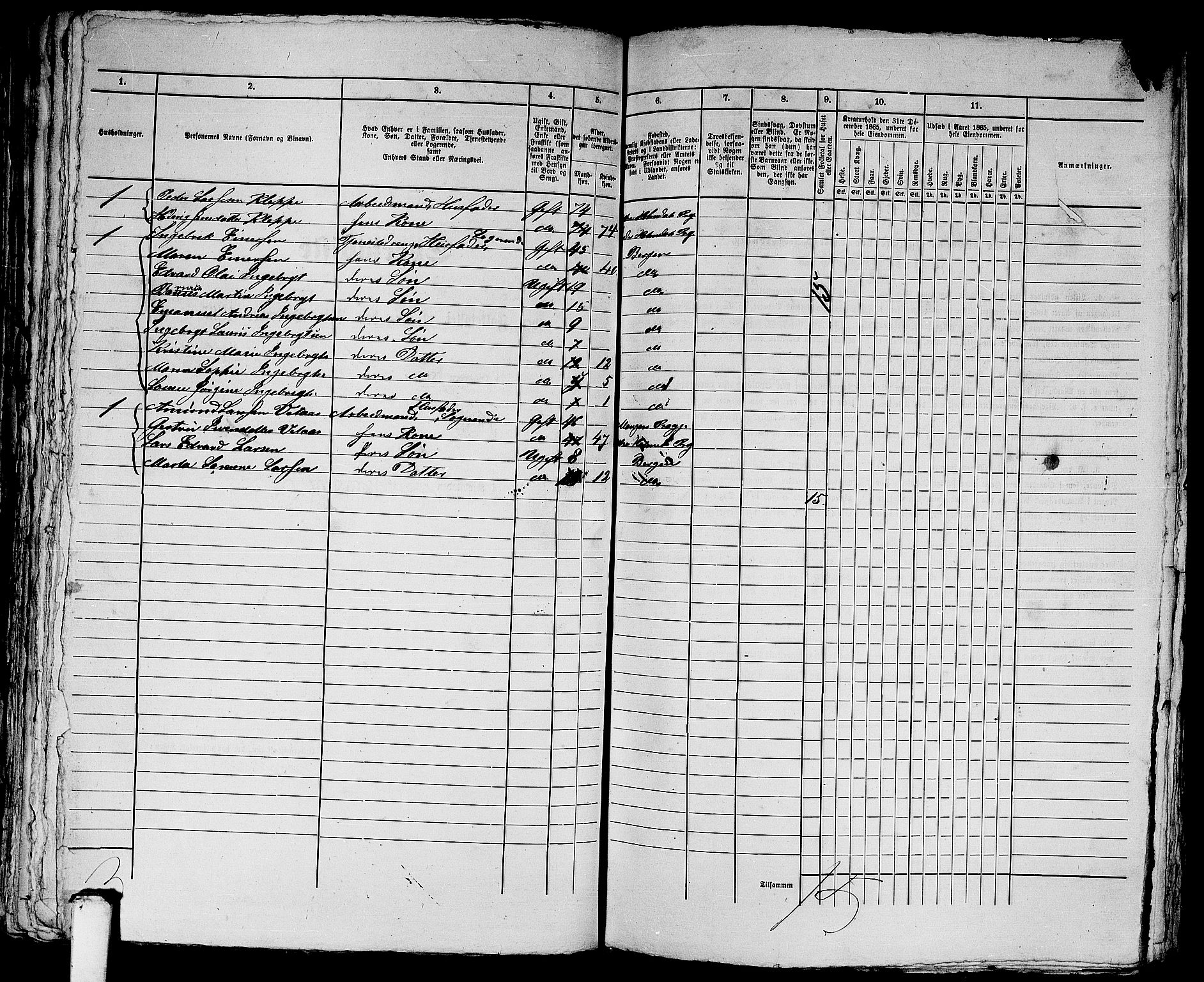 RA, 1865 census for Bergen, 1865, p. 4774