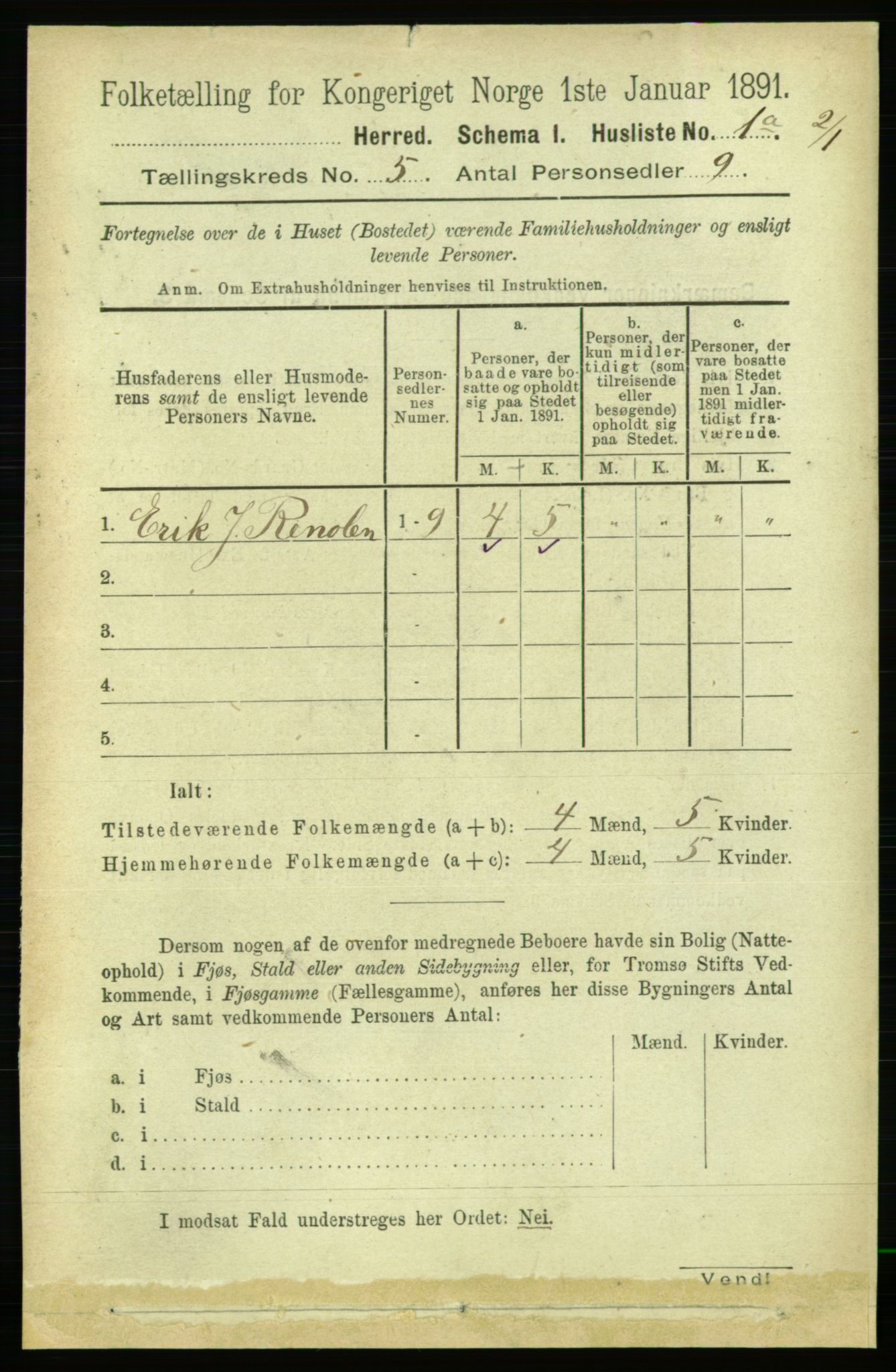 RA, 1891 census for 1644 Ålen, 1891, p. 1437