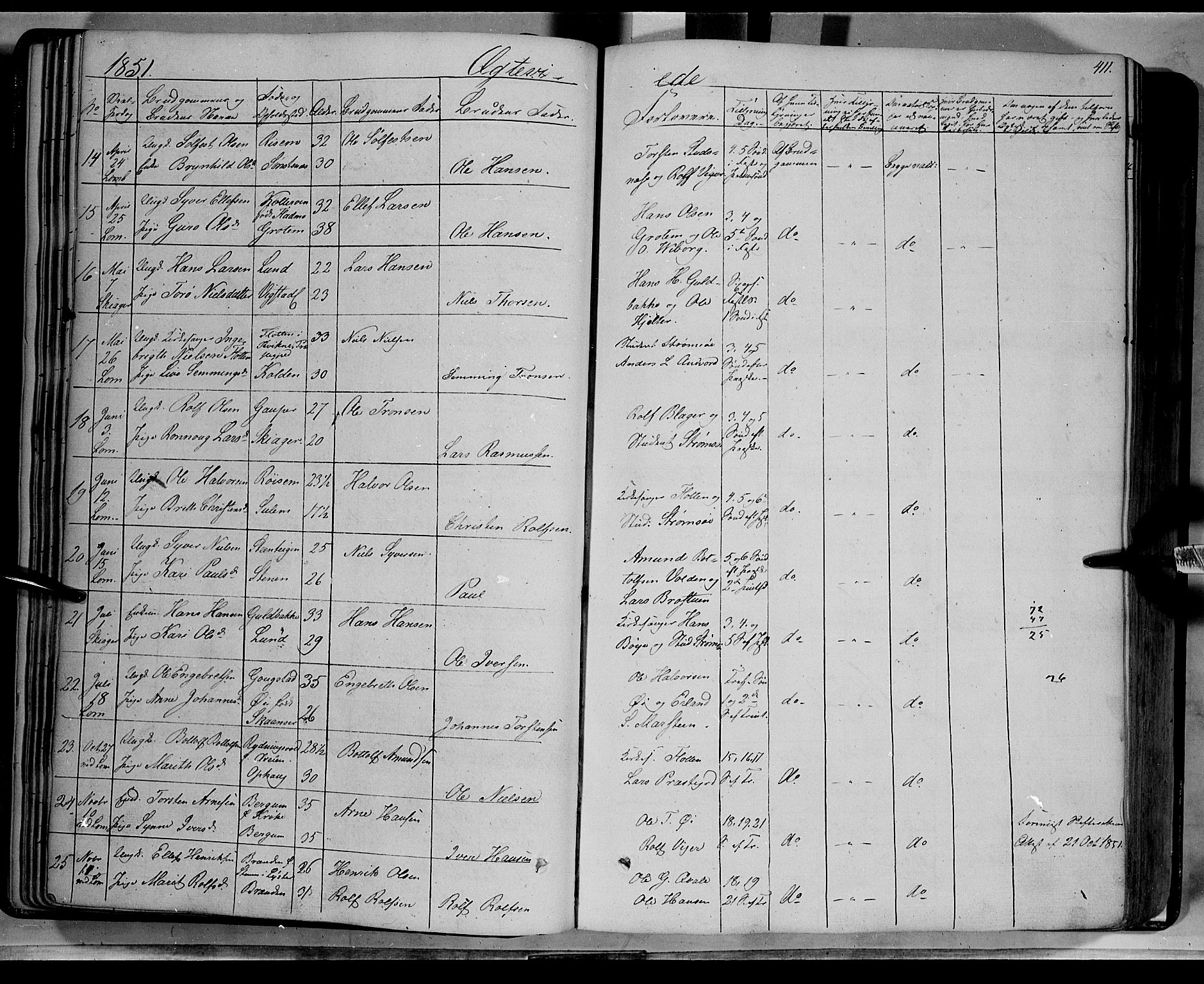 Lom prestekontor, AV/SAH-PREST-070/K/L0006: Parish register (official) no. 6B, 1837-1863, p. 411