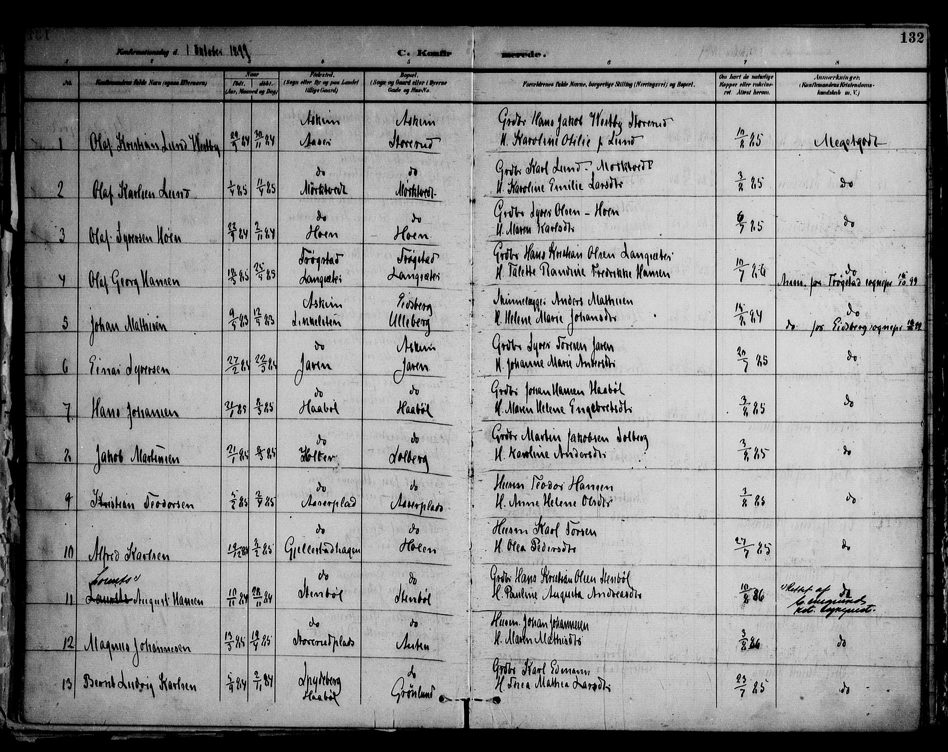 Askim prestekontor Kirkebøker, AV/SAO-A-10900/F/Fa/L0008: Parish register (official) no. 8, 1898-1912, p. 132