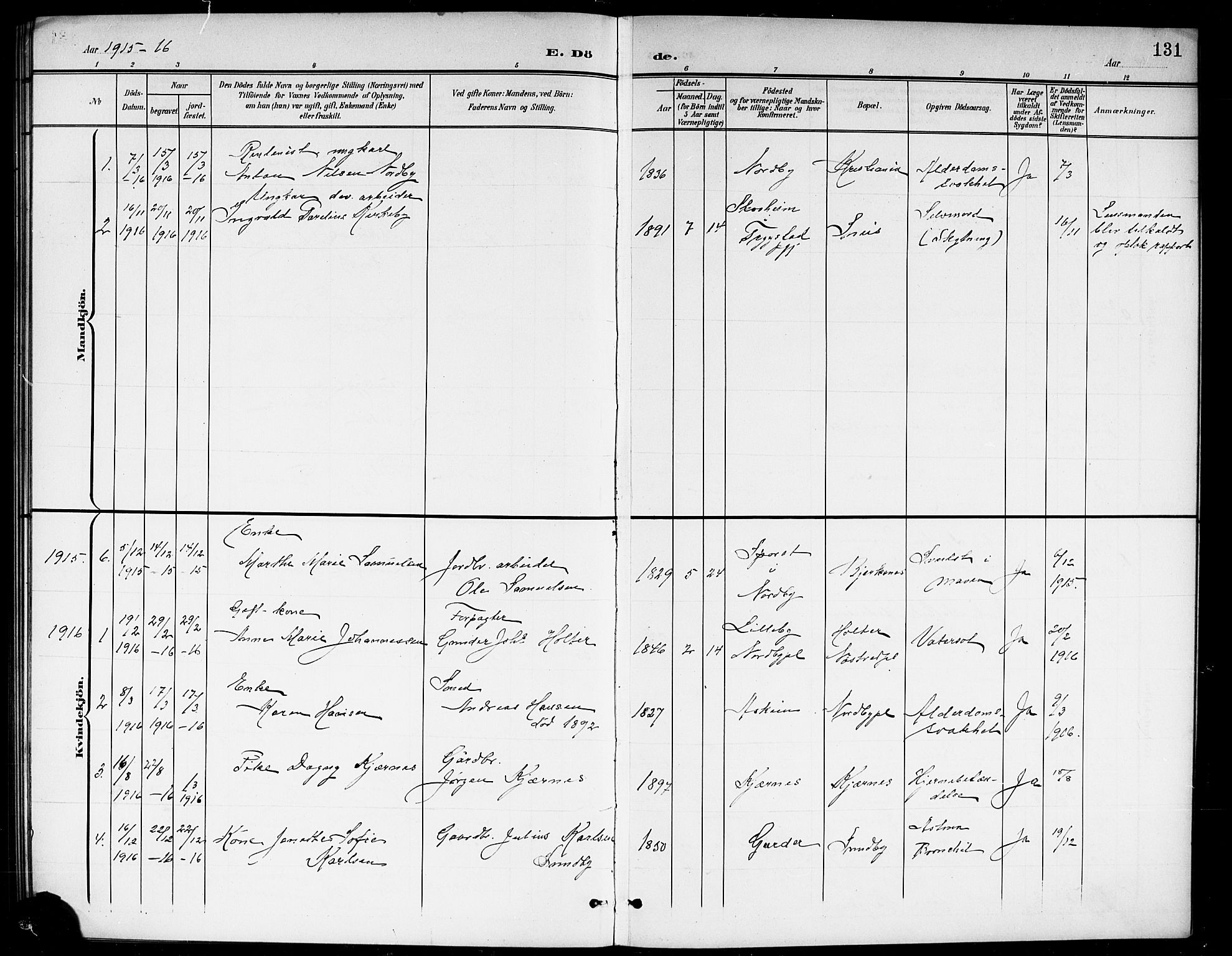 Ås prestekontor Kirkebøker, AV/SAO-A-10894/G/Gb/L0001: Parish register (copy) no. II 1, 1901-1920, p. 131