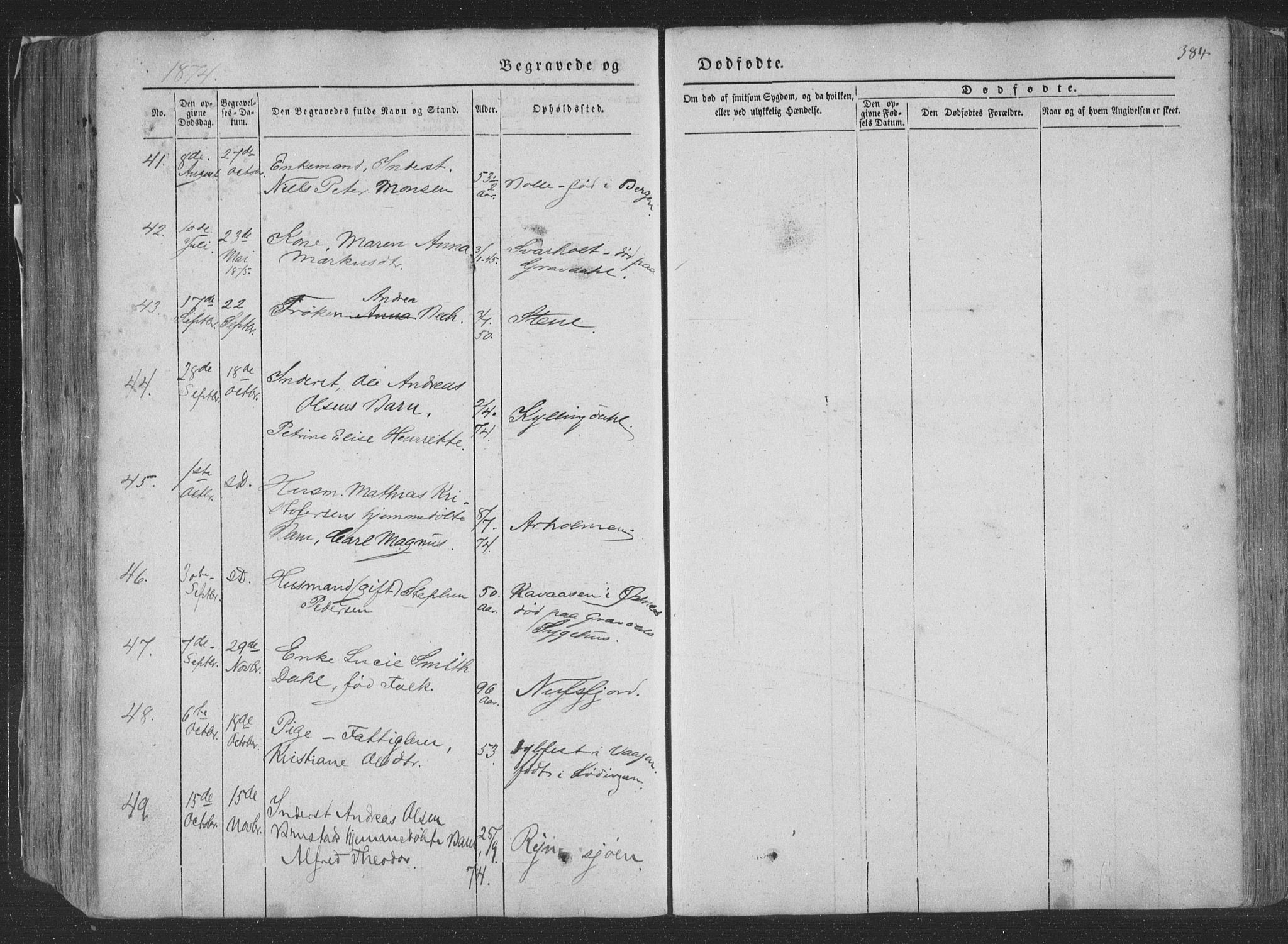 Ministerialprotokoller, klokkerbøker og fødselsregistre - Nordland, AV/SAT-A-1459/881/L1165: Parish register (copy) no. 881C02, 1854-1876, p. 384