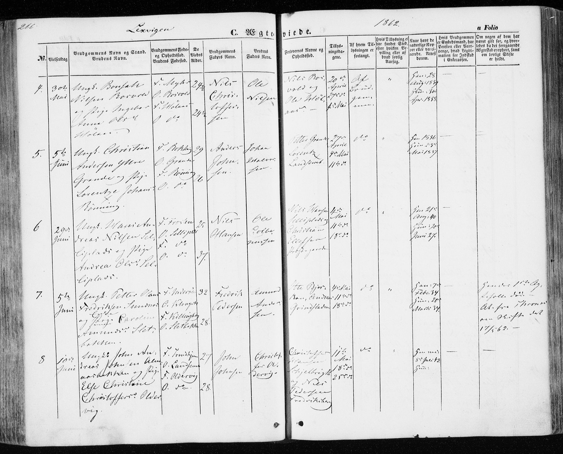 Ministerialprotokoller, klokkerbøker og fødselsregistre - Nord-Trøndelag, SAT/A-1458/701/L0008: Parish register (official) no. 701A08 /1, 1854-1863, p. 266